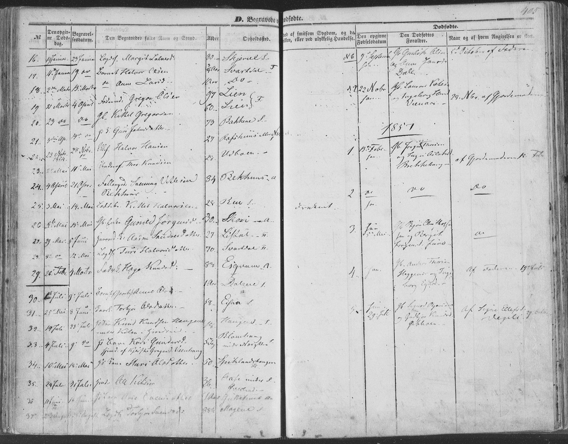 Seljord kirkebøker, AV/SAKO-A-20/F/Fa/L012b: Parish register (official) no. I 12B, 1850-1865, p. 405