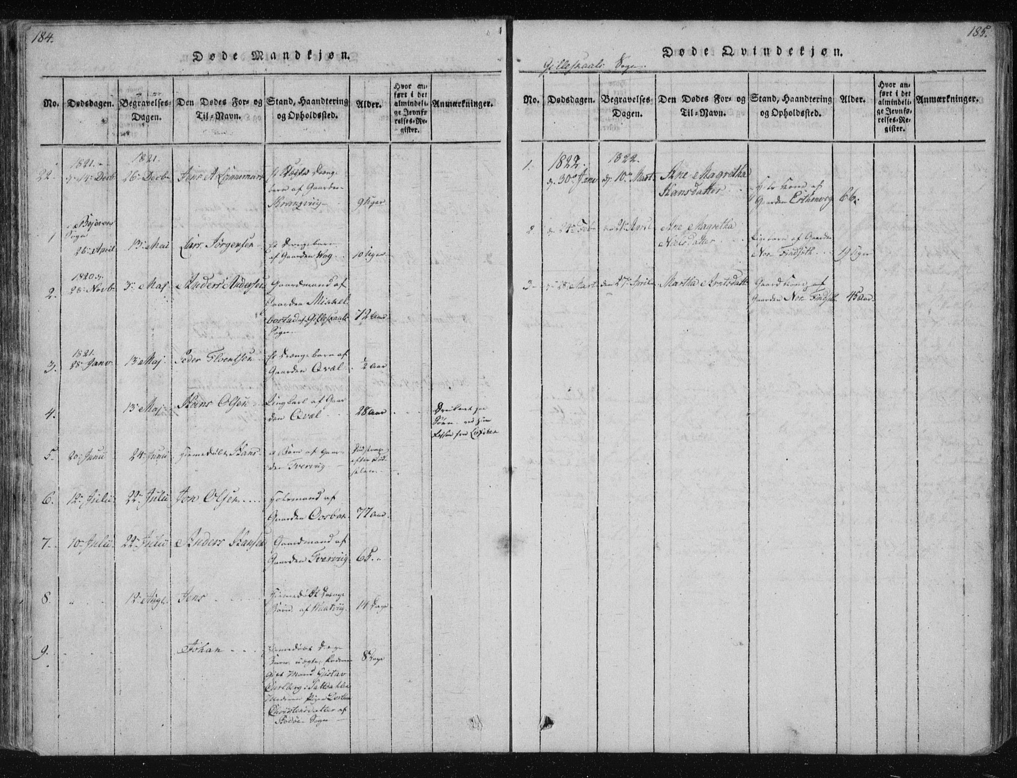 Ministerialprotokoller, klokkerbøker og fødselsregistre - Nordland, SAT/A-1459/805/L0096: Parish register (official) no. 805A03, 1820-1837, p. 184-185