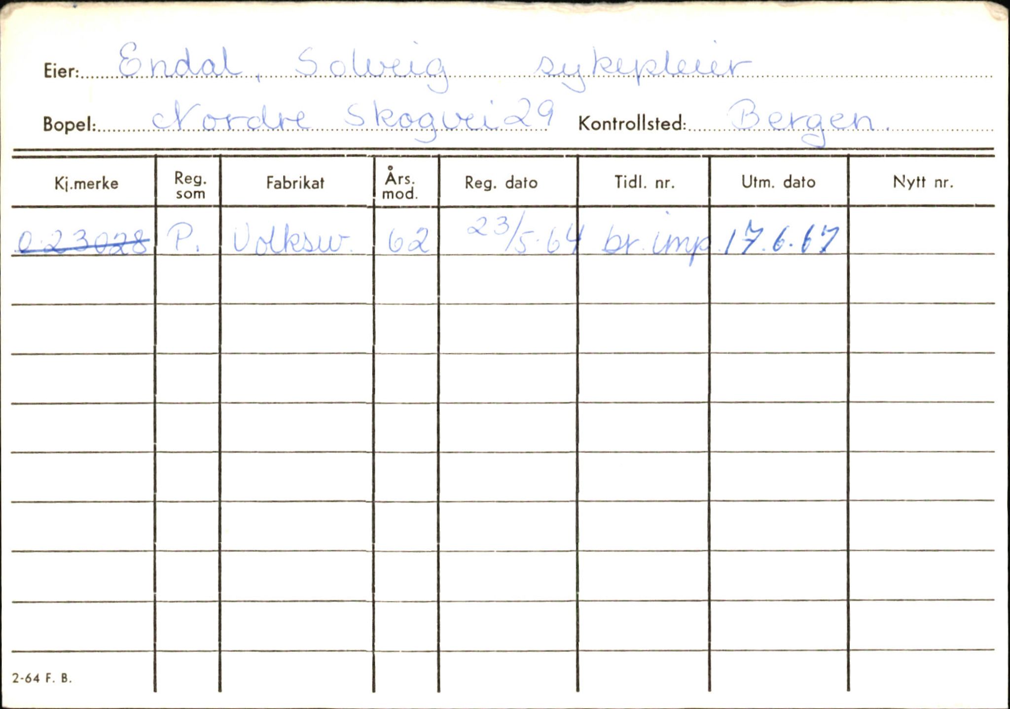 Statens vegvesen, Hordaland vegkontor, AV/SAB-A-5201/2/Hb/L0008: O-eierkort E-F, 1920-1971, p. 7