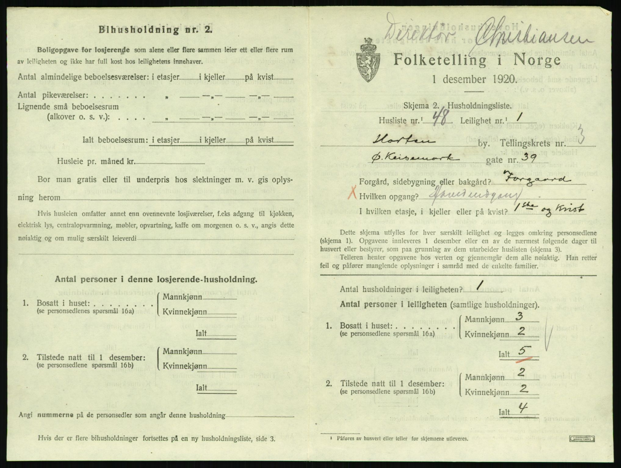 SAKO, 1920 census for Horten, 1920, p. 4305