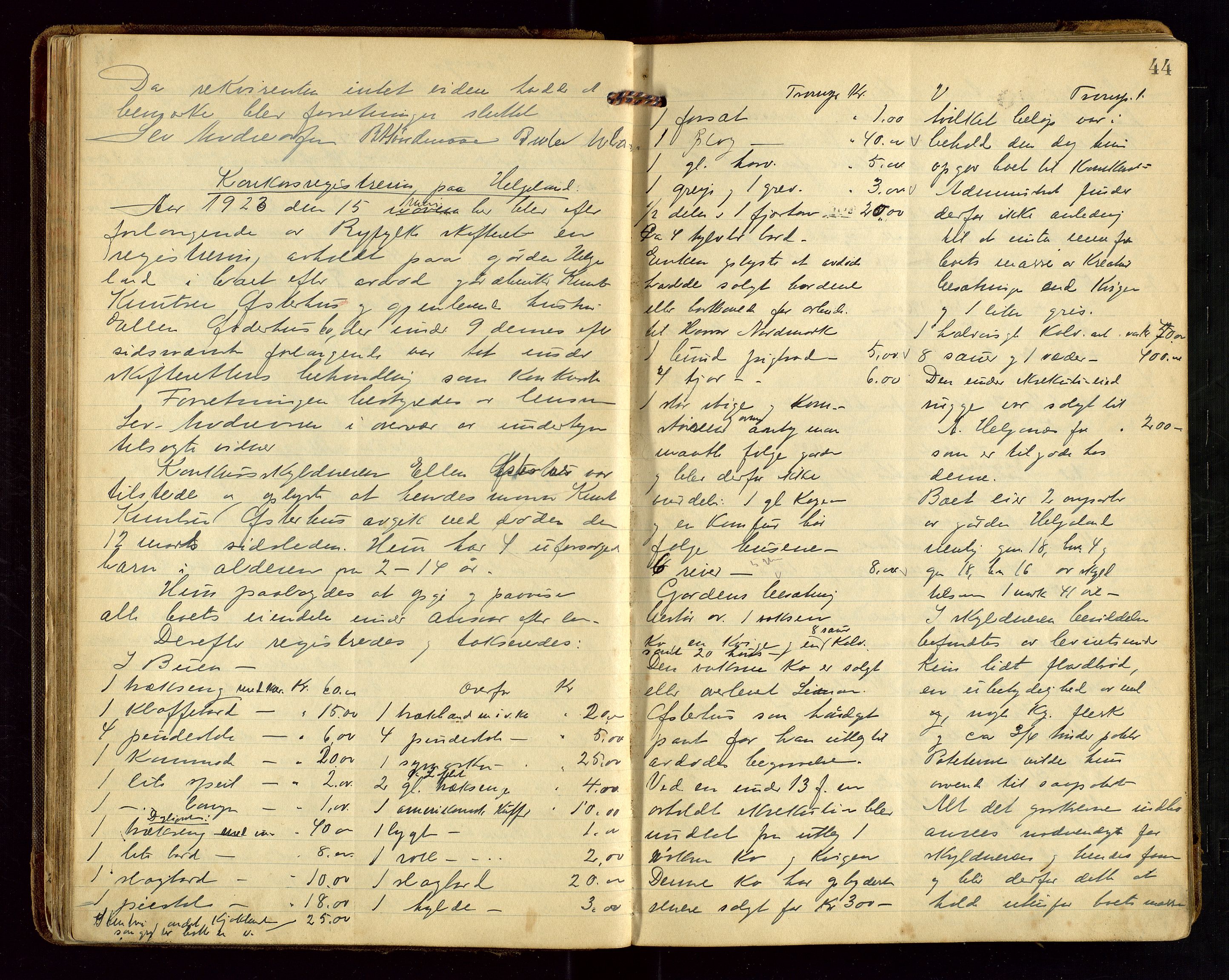 Vikedal lensmannskontor, AV/SAST-A-100179/Gg/L0002: Dødsfallprotokoll, 1921-1932, p. 44