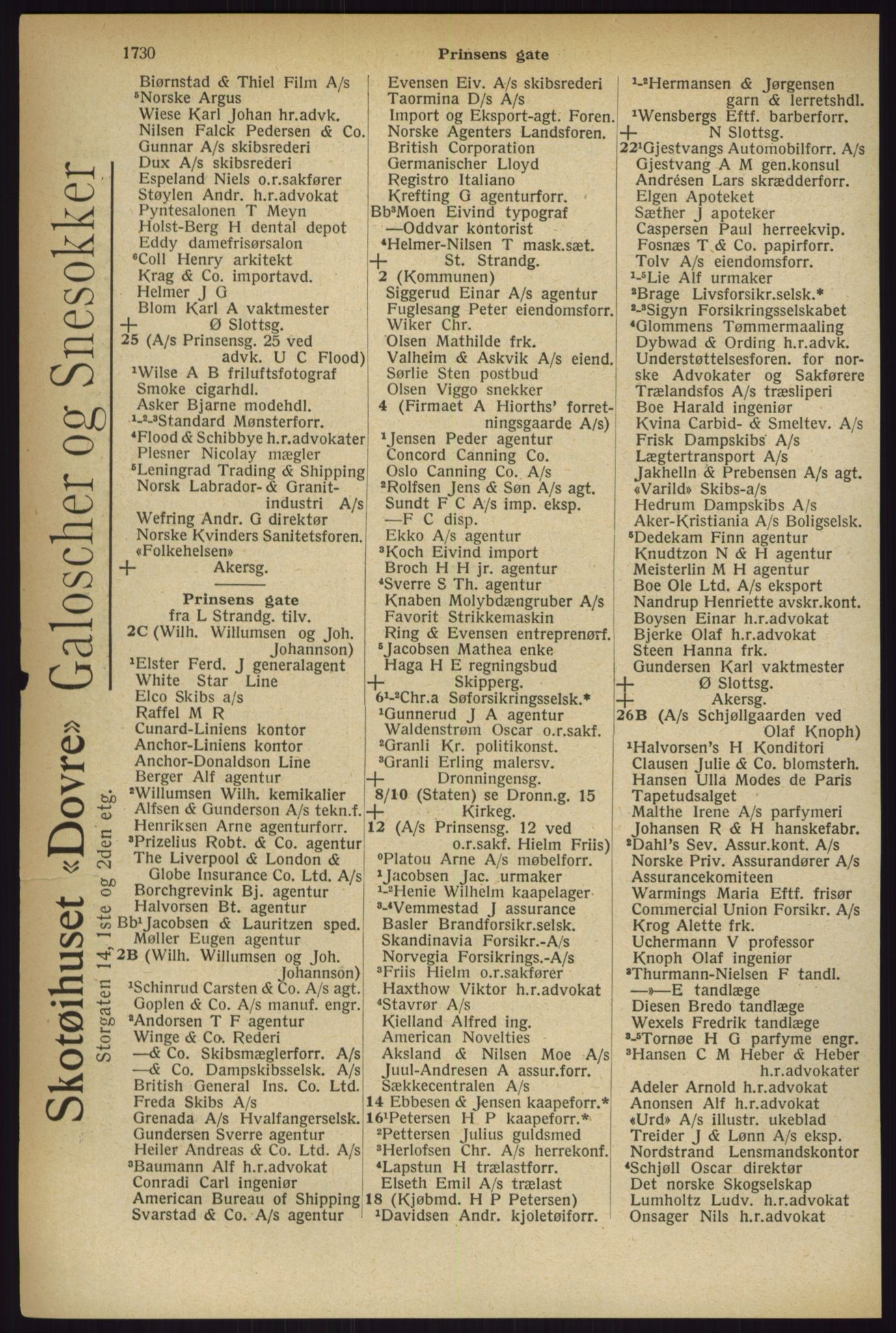 Kristiania/Oslo adressebok, PUBL/-, 1927, p. 1730