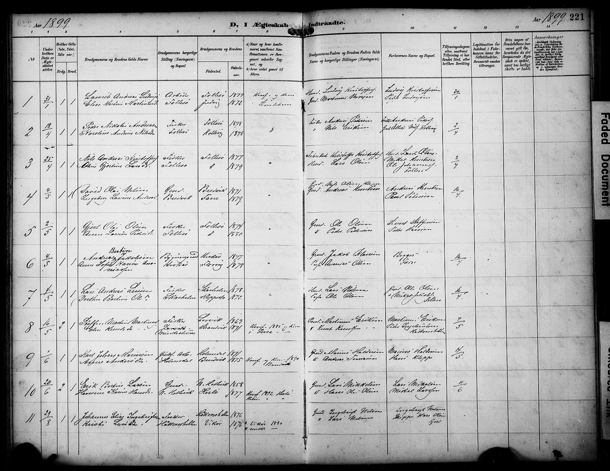 Askøy Sokneprestembete, SAB/A-74101/H/Ha/Hab/Haba/L0009: Parish register (copy) no. A 9, 1894-1903, p. 221