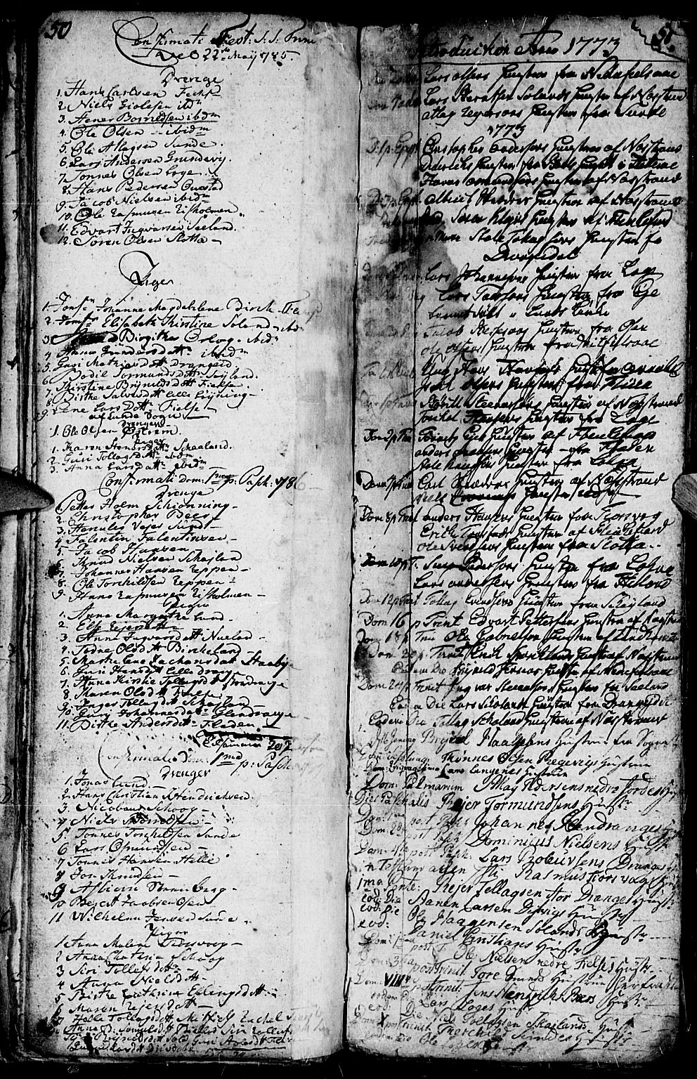 Flekkefjord sokneprestkontor, SAK/1111-0012/F/Fa/Fac/L0001: Parish register (official) no. A 1, 1773-1806, p. 50-51