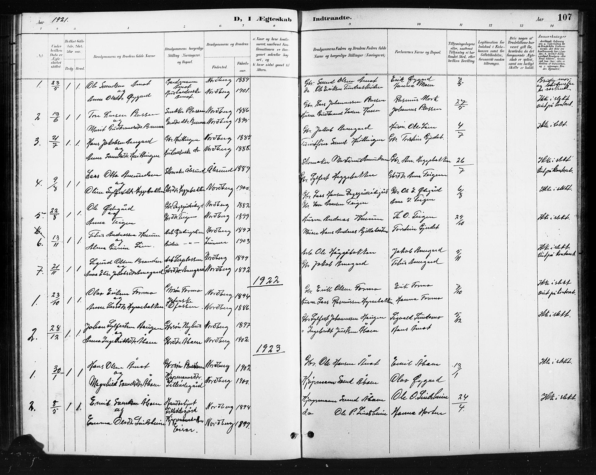 Skjåk prestekontor, SAH/PREST-072/H/Ha/Hab/L0004: Parish register (copy) no. 4, 1895-1921, p. 107