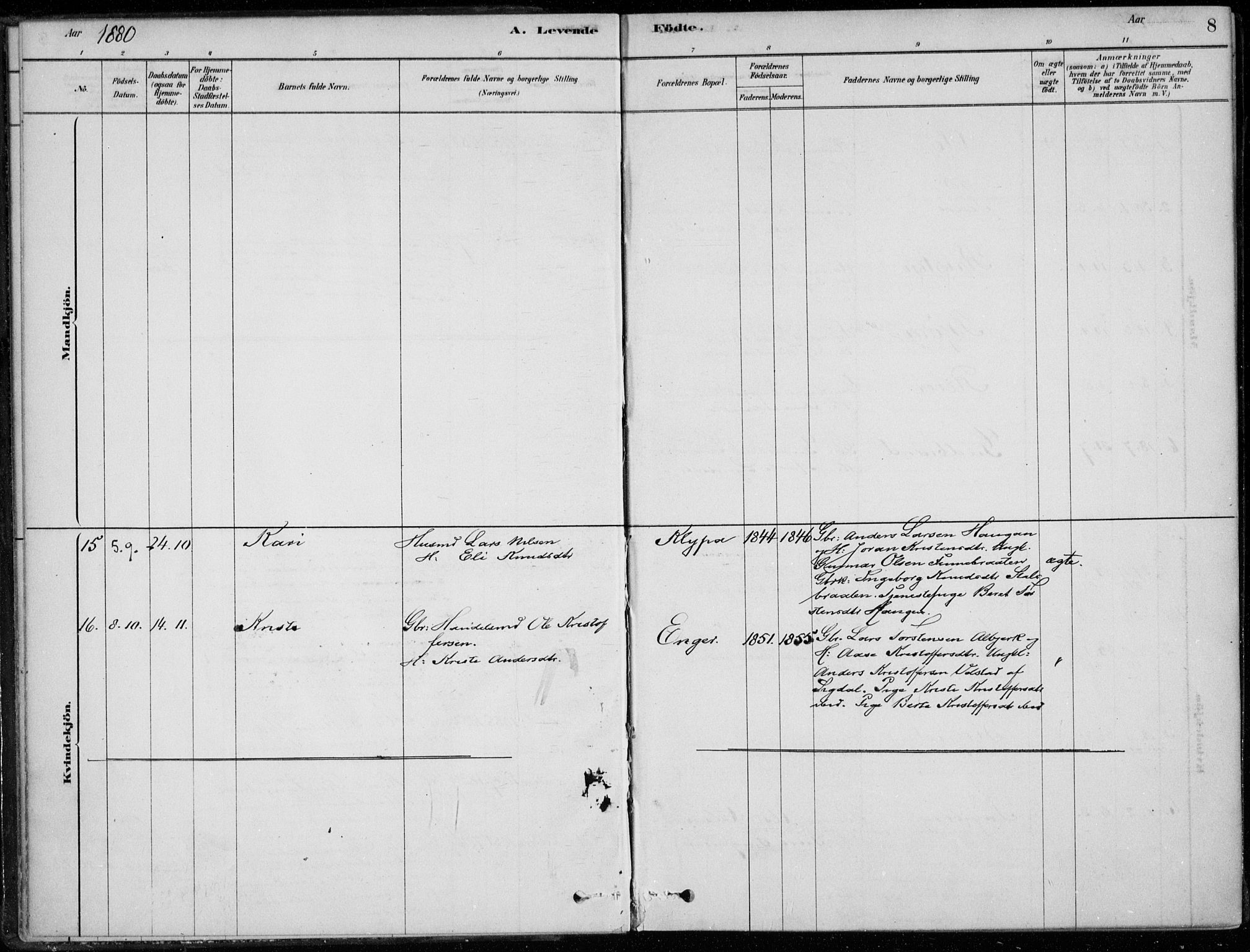 Sigdal kirkebøker, AV/SAKO-A-245/F/Fc/L0001: Parish register (official) no. III 1, 1879-1893, p. 8