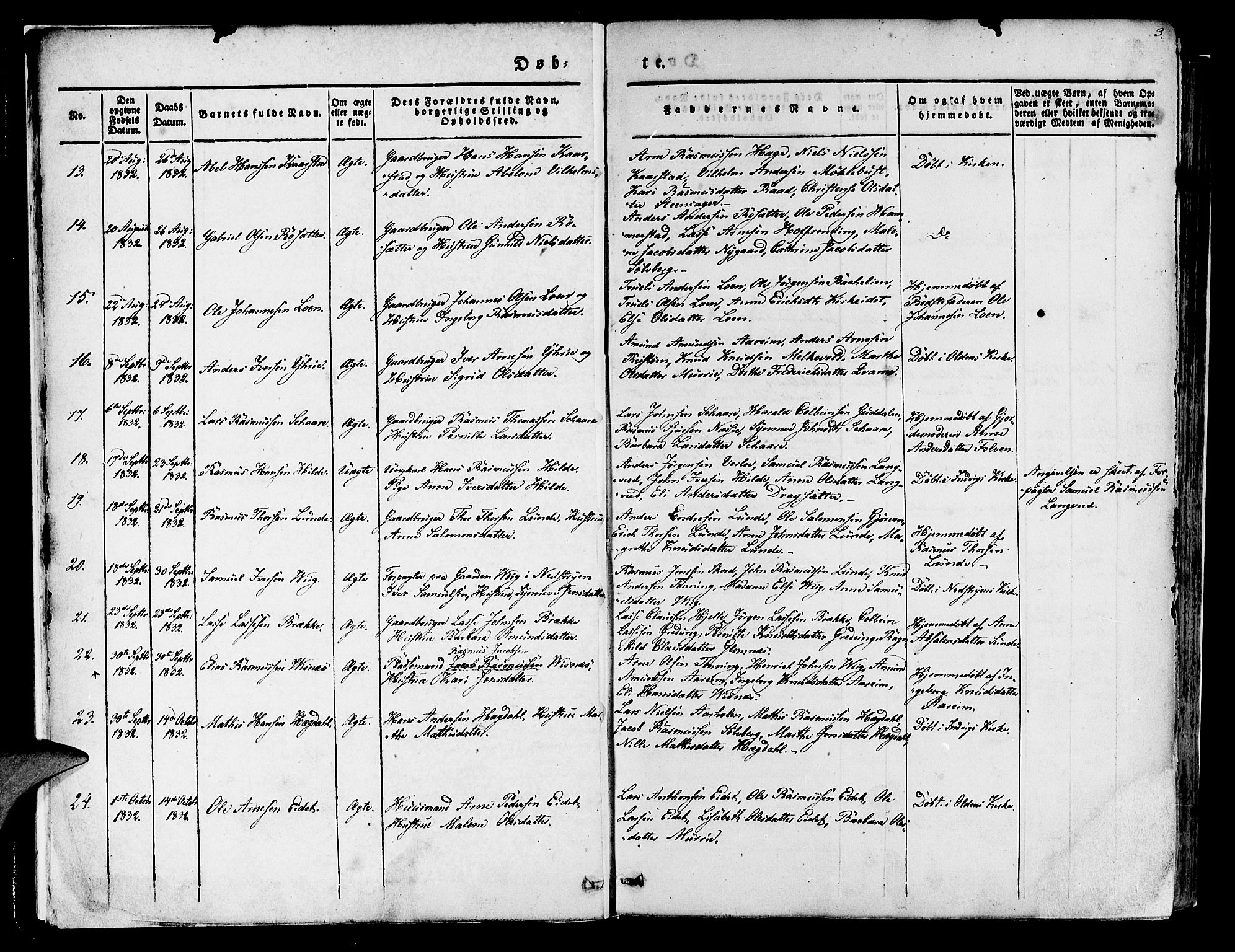 Innvik sokneprestembete, SAB/A-80501: Parish register (official) no. A 4I, 1831-1846, p. 3
