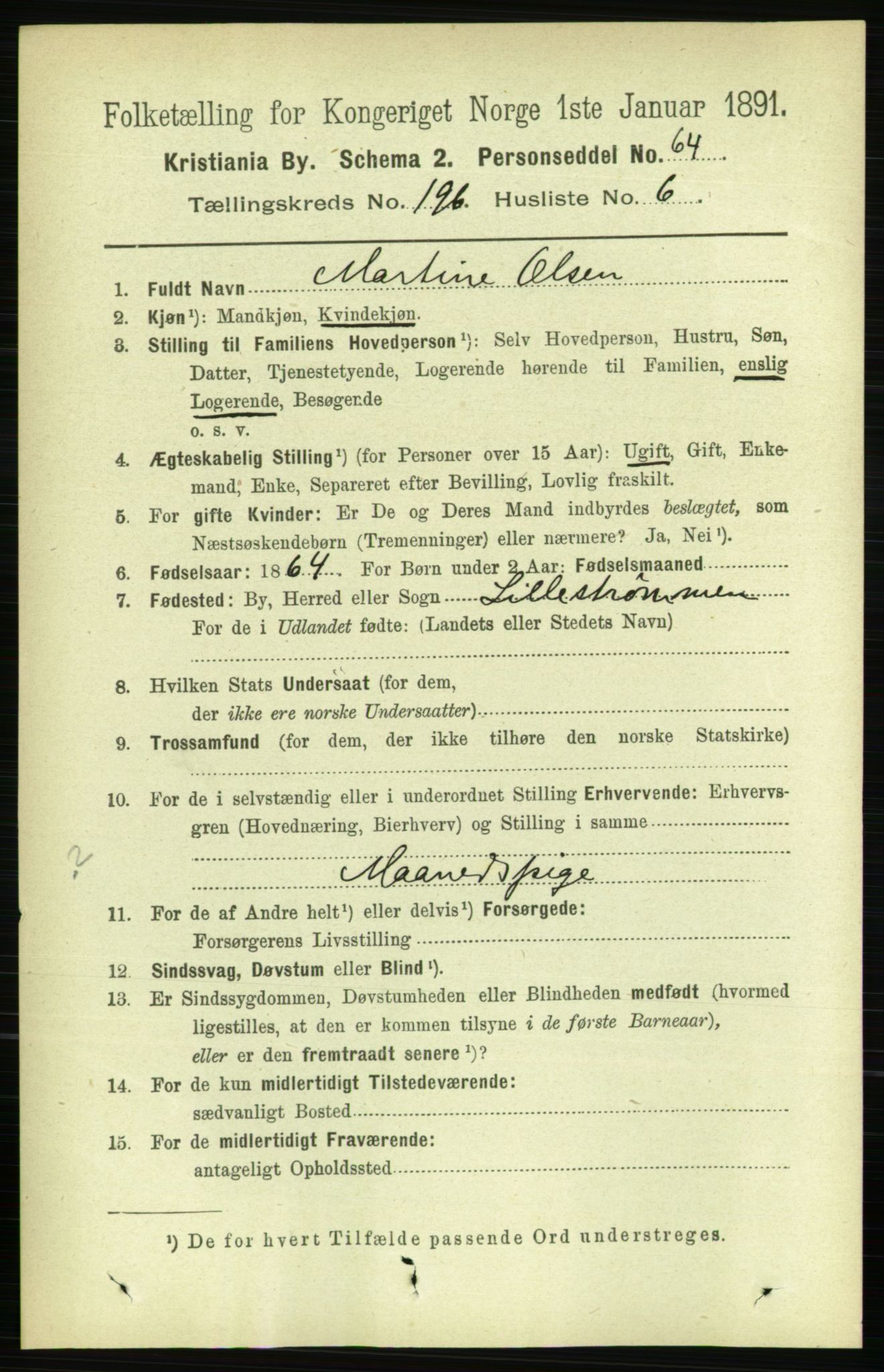 RA, 1891 census for 0301 Kristiania, 1891, p. 118443