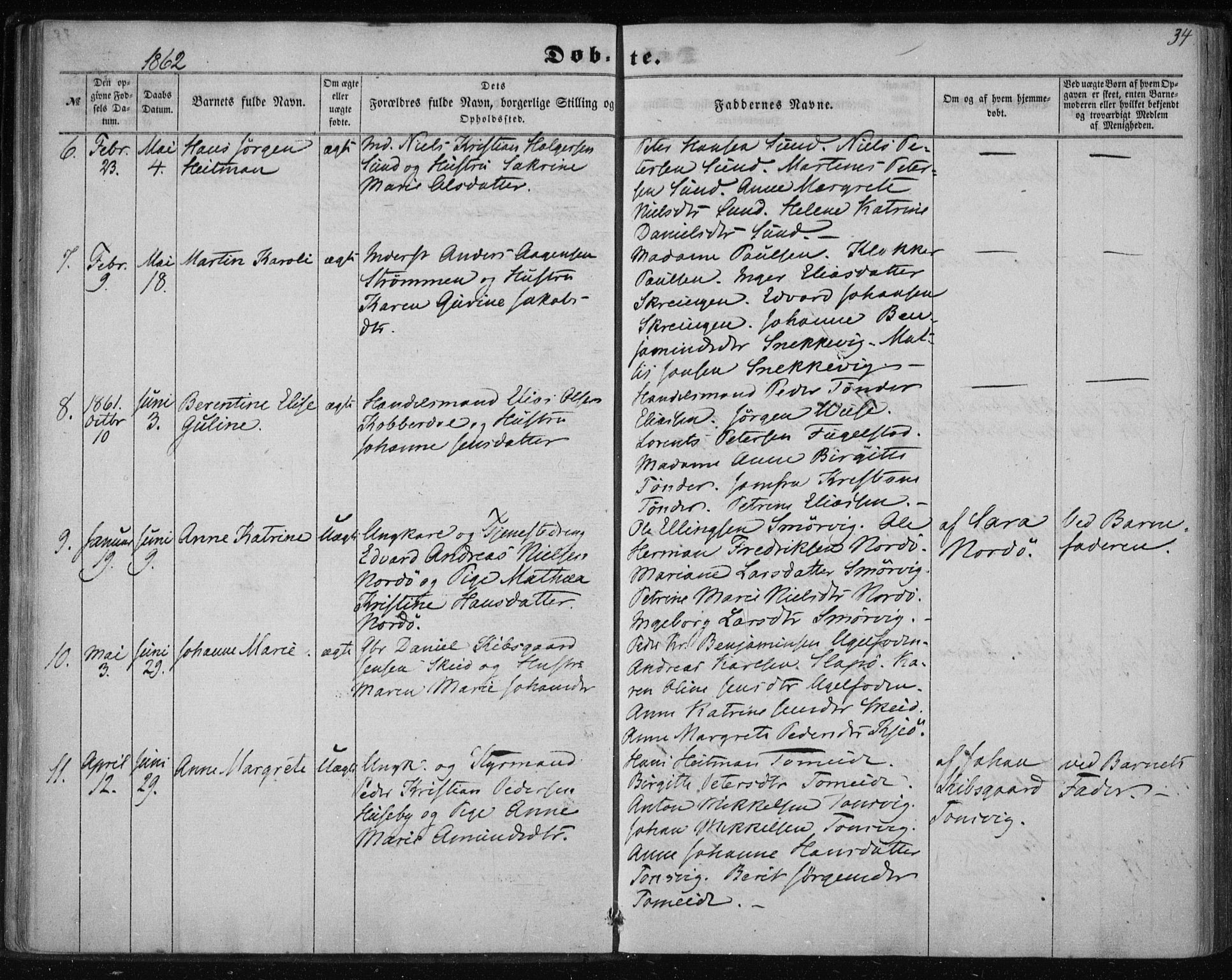 Ministerialprotokoller, klokkerbøker og fødselsregistre - Nordland, AV/SAT-A-1459/835/L0523: Parish register (official) no. 835A01, 1855-1865, p. 34