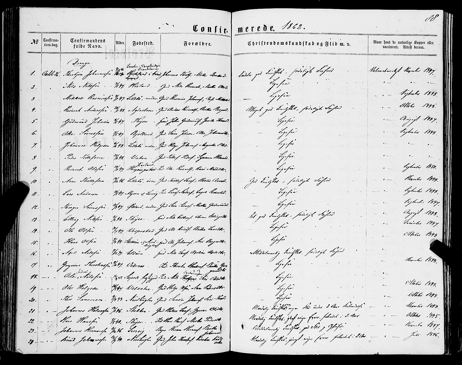 Stord sokneprestembete, SAB/A-78201/H/Haa: Parish register (official) no. B 1, 1862-1877, p. 88