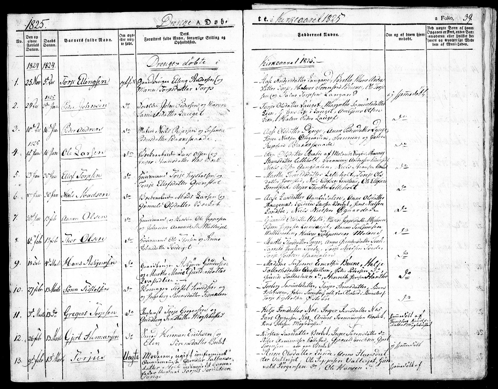 Holt sokneprestkontor, SAK/1111-0021/F/Fa/L0006: Parish register (official) no. A 6, 1820-1835, p. 39