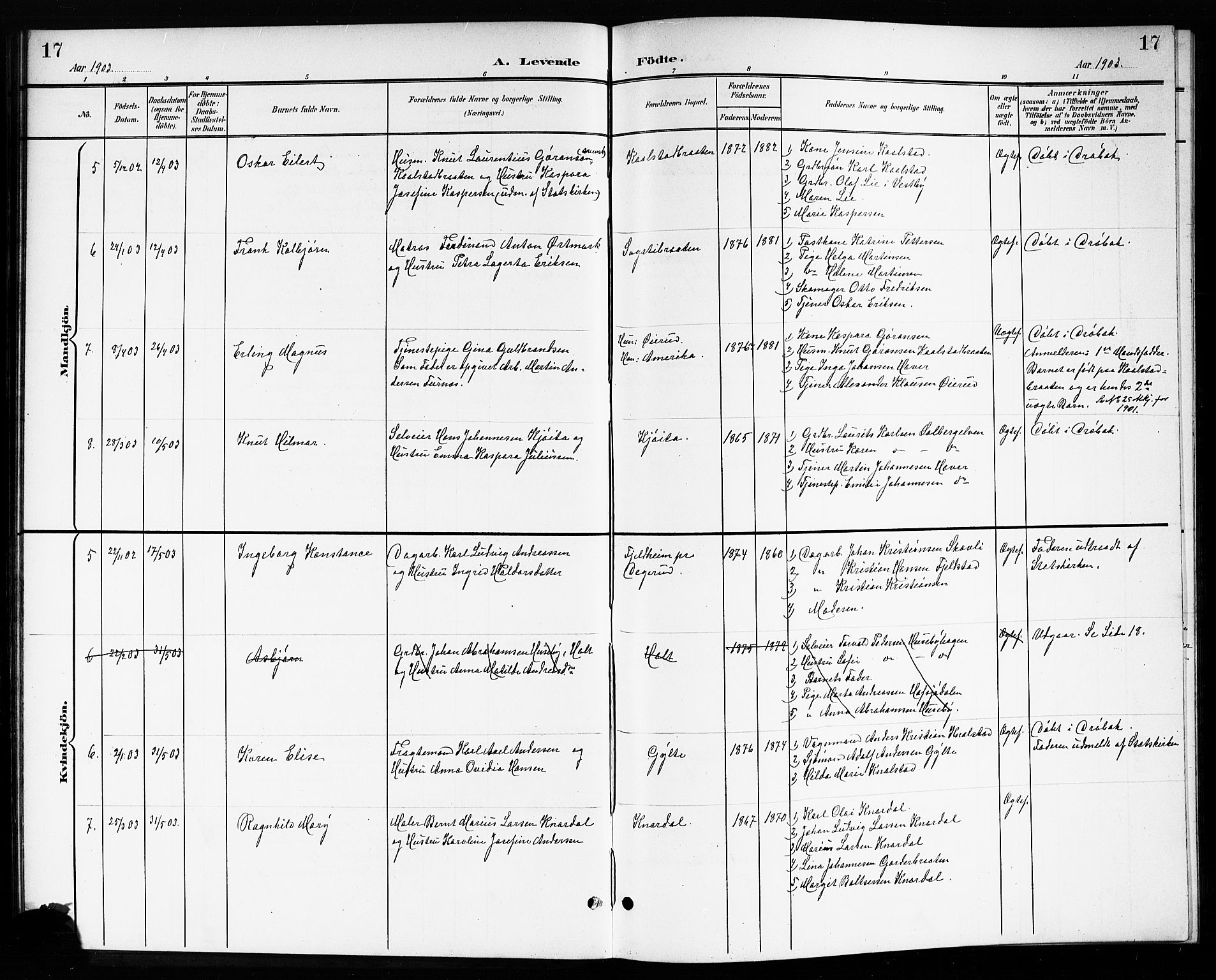 Drøbak prestekontor Kirkebøker, SAO/A-10142a/G/Gb/L0001: Parish register (copy) no. II 1, 1901-1919, p. 17