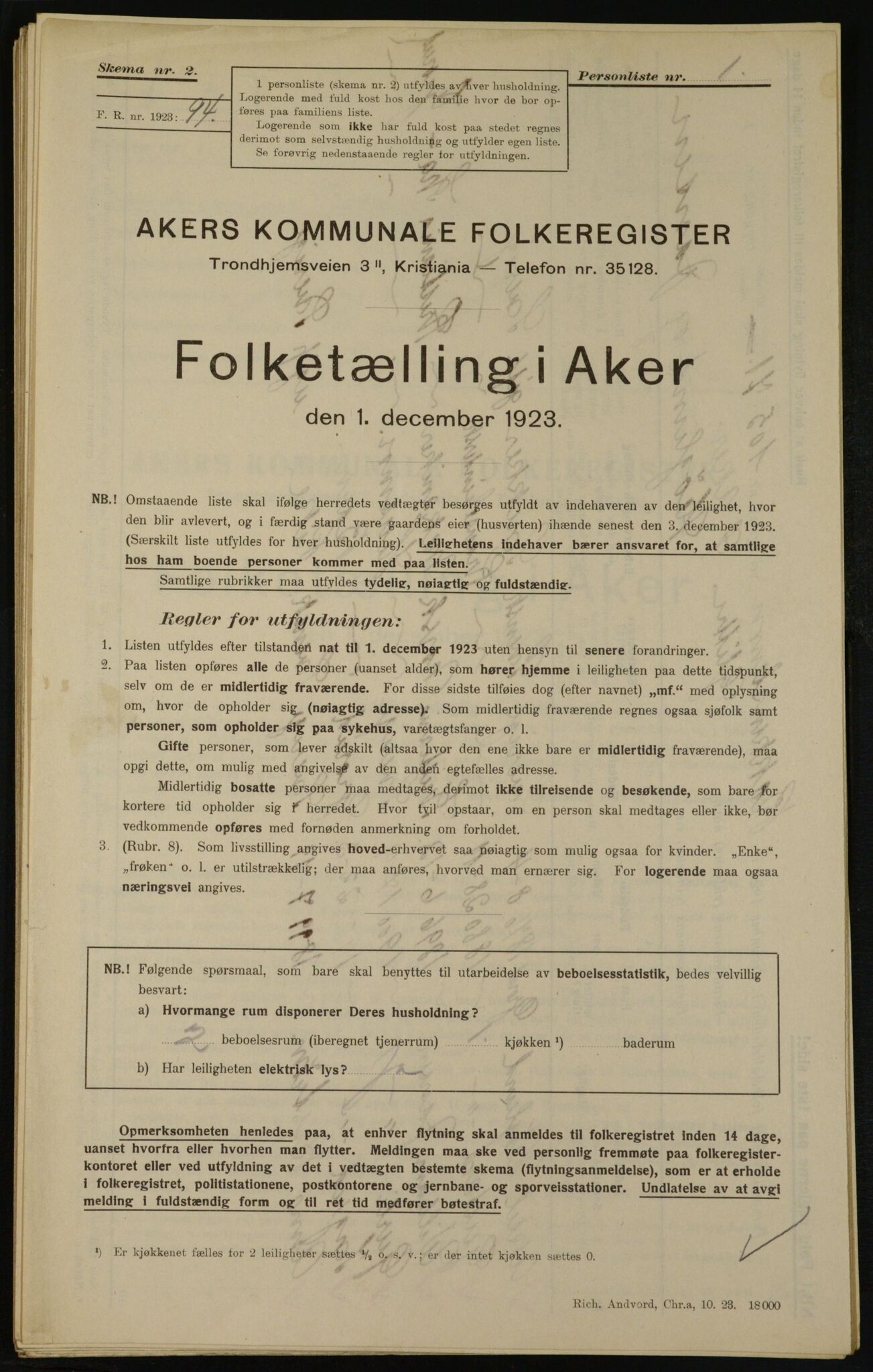 , Municipal Census 1923 for Aker, 1923, p. 22802