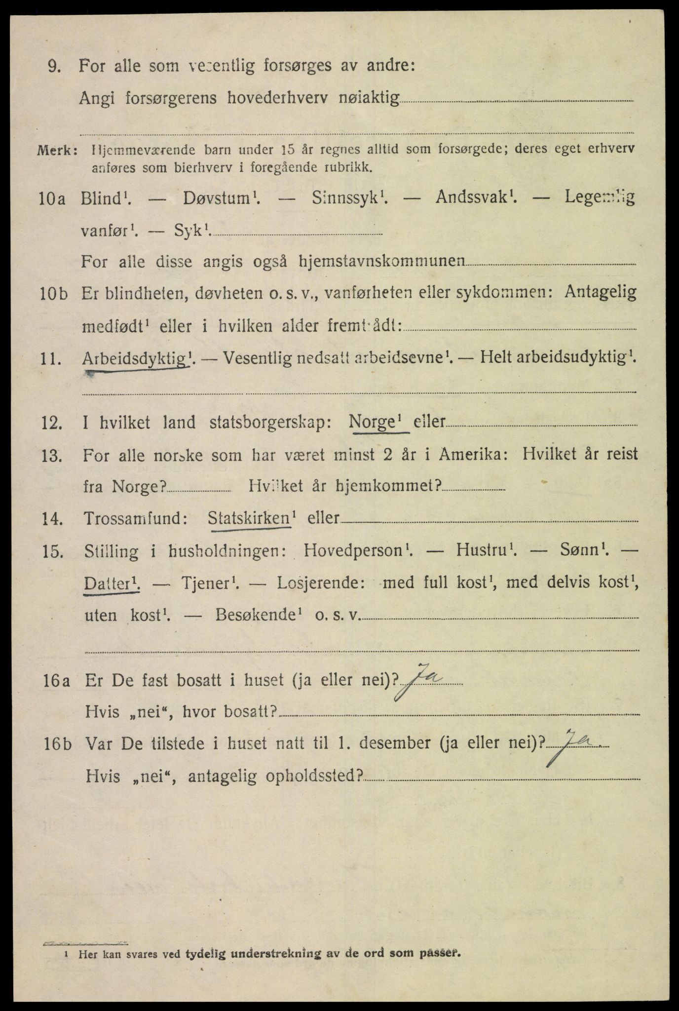 SAK, 1920 census for Tveit, 1920, p. 3873