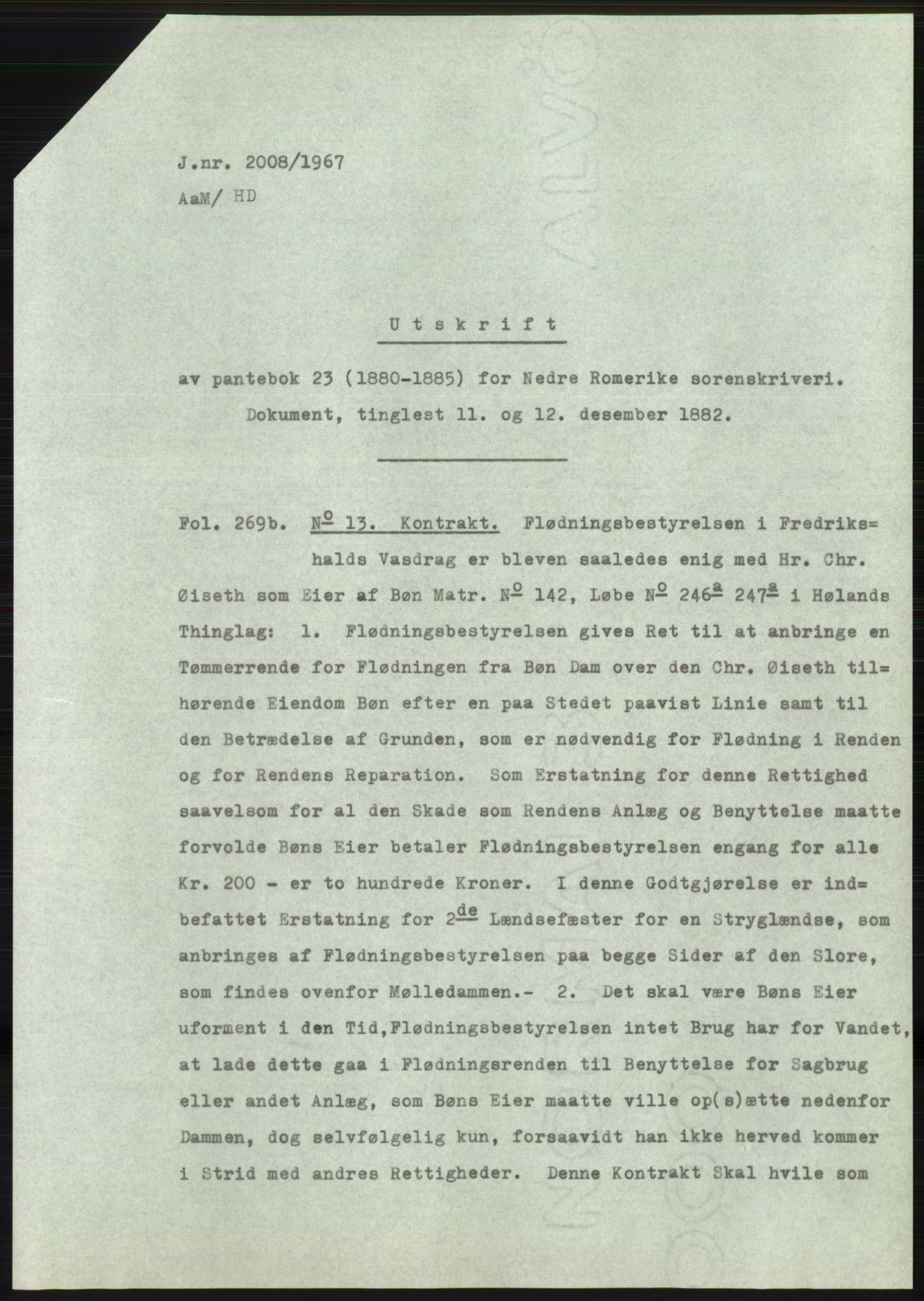 Statsarkivet i Oslo, AV/SAO-A-10621/Z/Zd/L0026: Avskrifter, j.nr 1163-2140/1967, 1967, p. 260