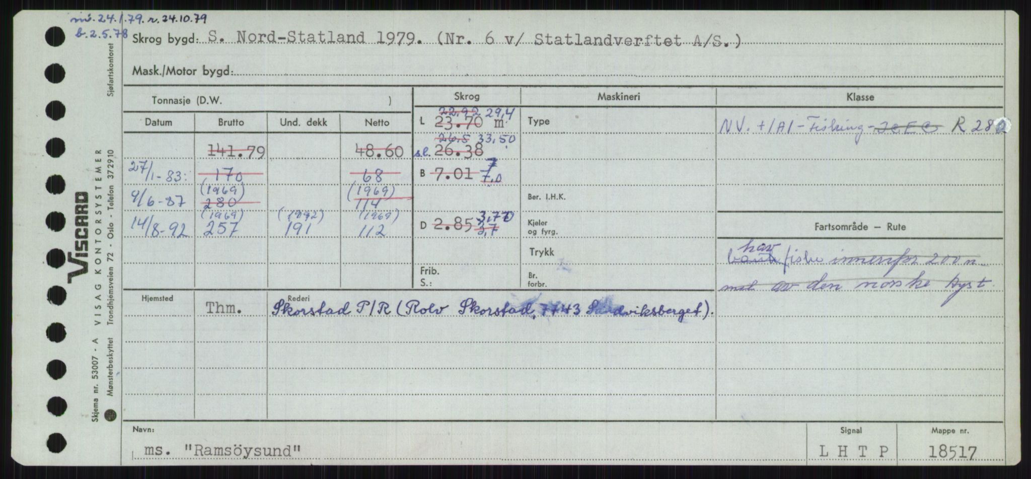Sjøfartsdirektoratet med forløpere, Skipsmålingen, RA/S-1627/H/Ha/L0004/0002: Fartøy, Mas-R / Fartøy, Odin-R, p. 511