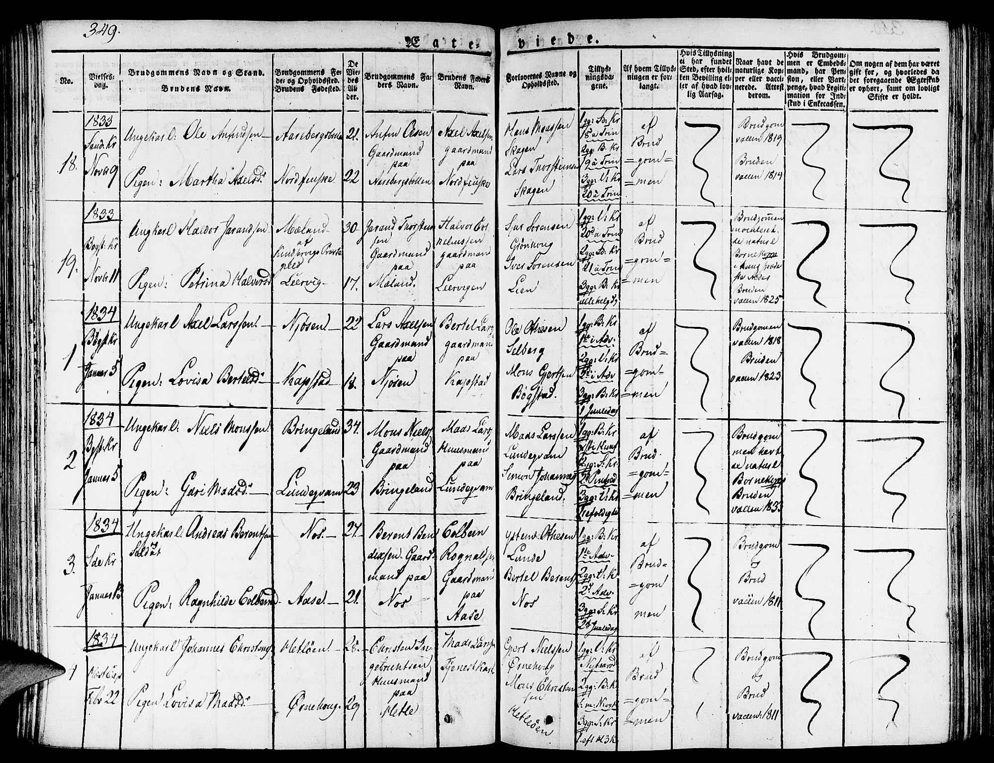 Gaular sokneprestembete, AV/SAB-A-80001/H/Haa: Parish register (official) no. A 3, 1821-1840, p. 349