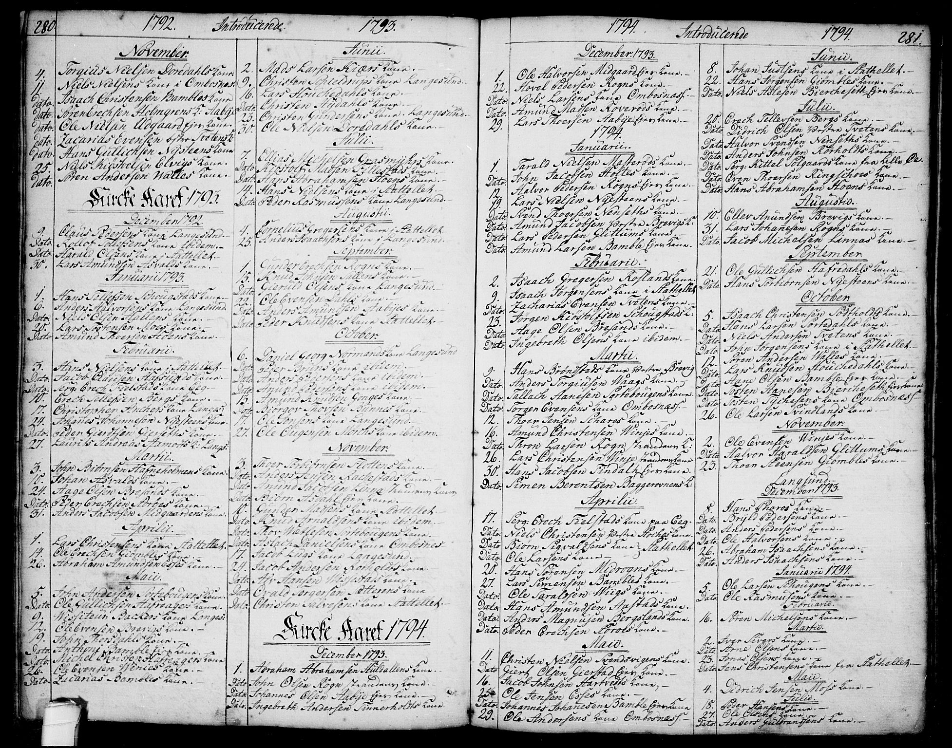 Bamble kirkebøker, SAKO/A-253/F/Fa/L0002: Parish register (official) no. I 2, 1775-1814, p. 280-281