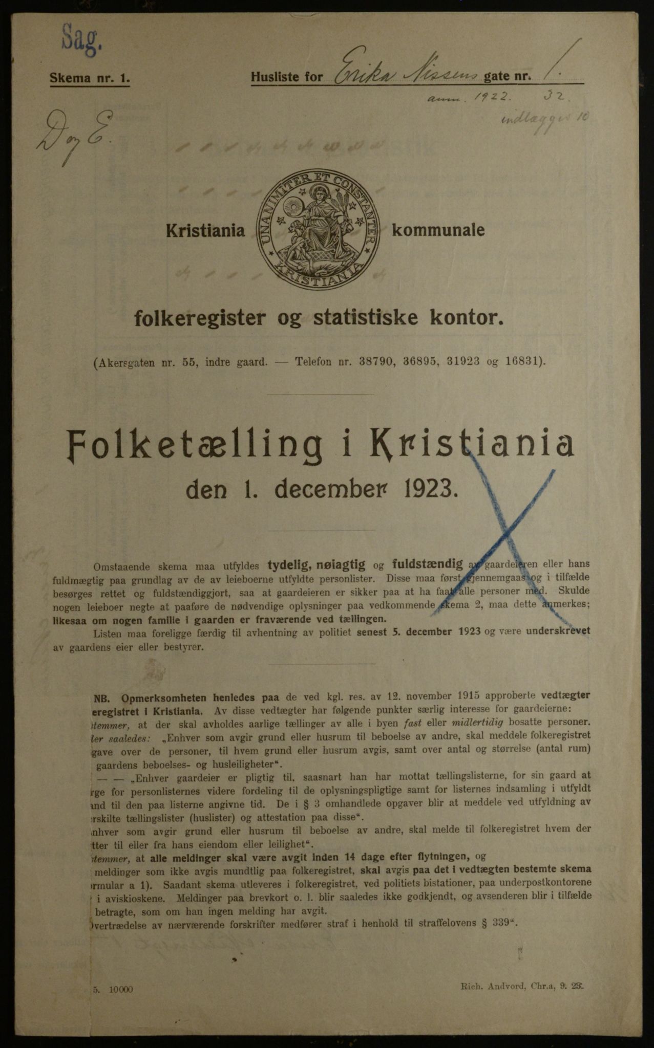OBA, Municipal Census 1923 for Kristiania, 1923, p. 24501