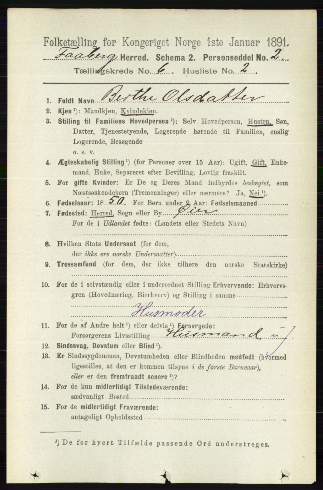 RA, 1891 census for 0524 Fåberg, 1891, p. 2237