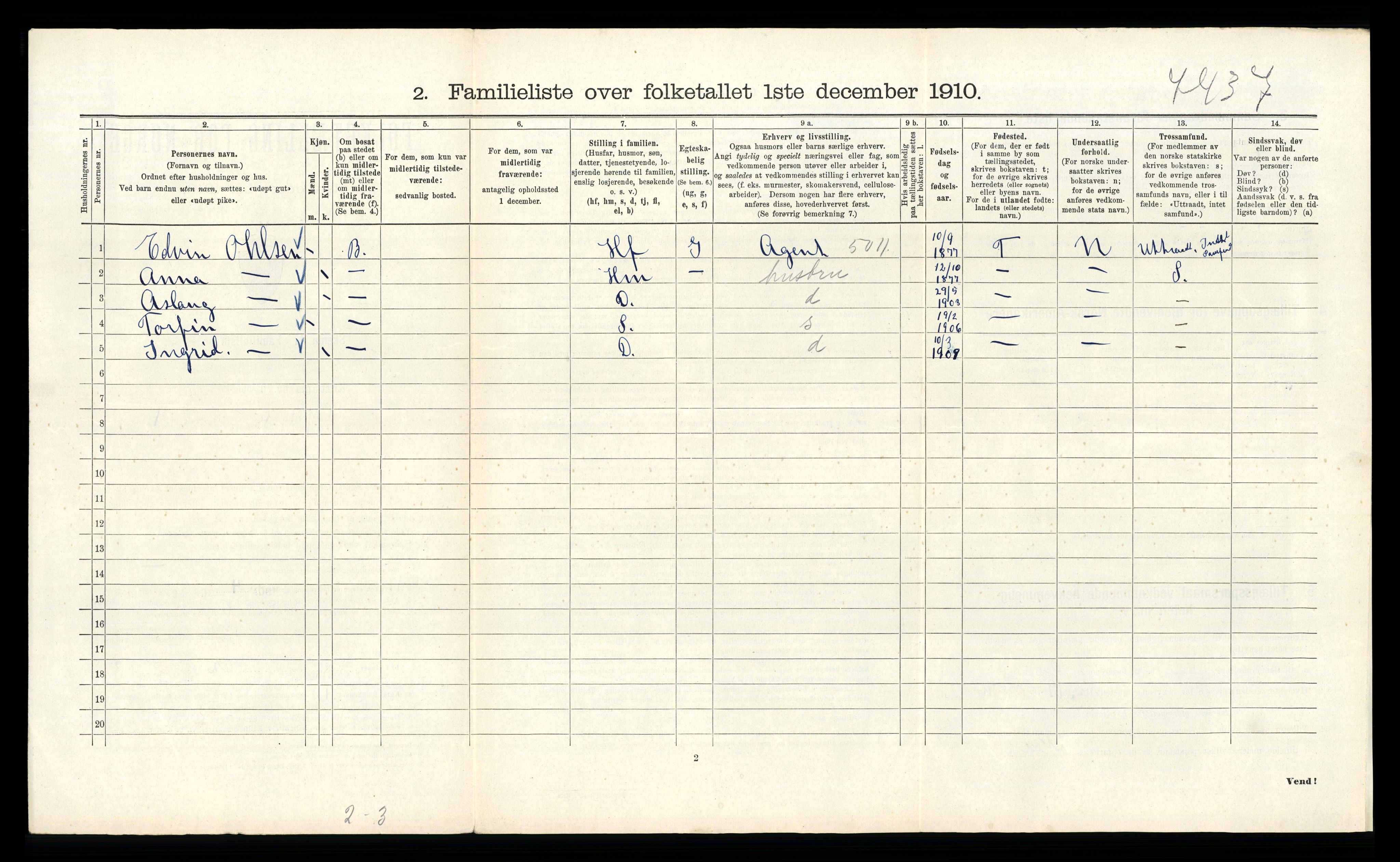 RA, 1910 census for Kristiania, 1910, p. 56916