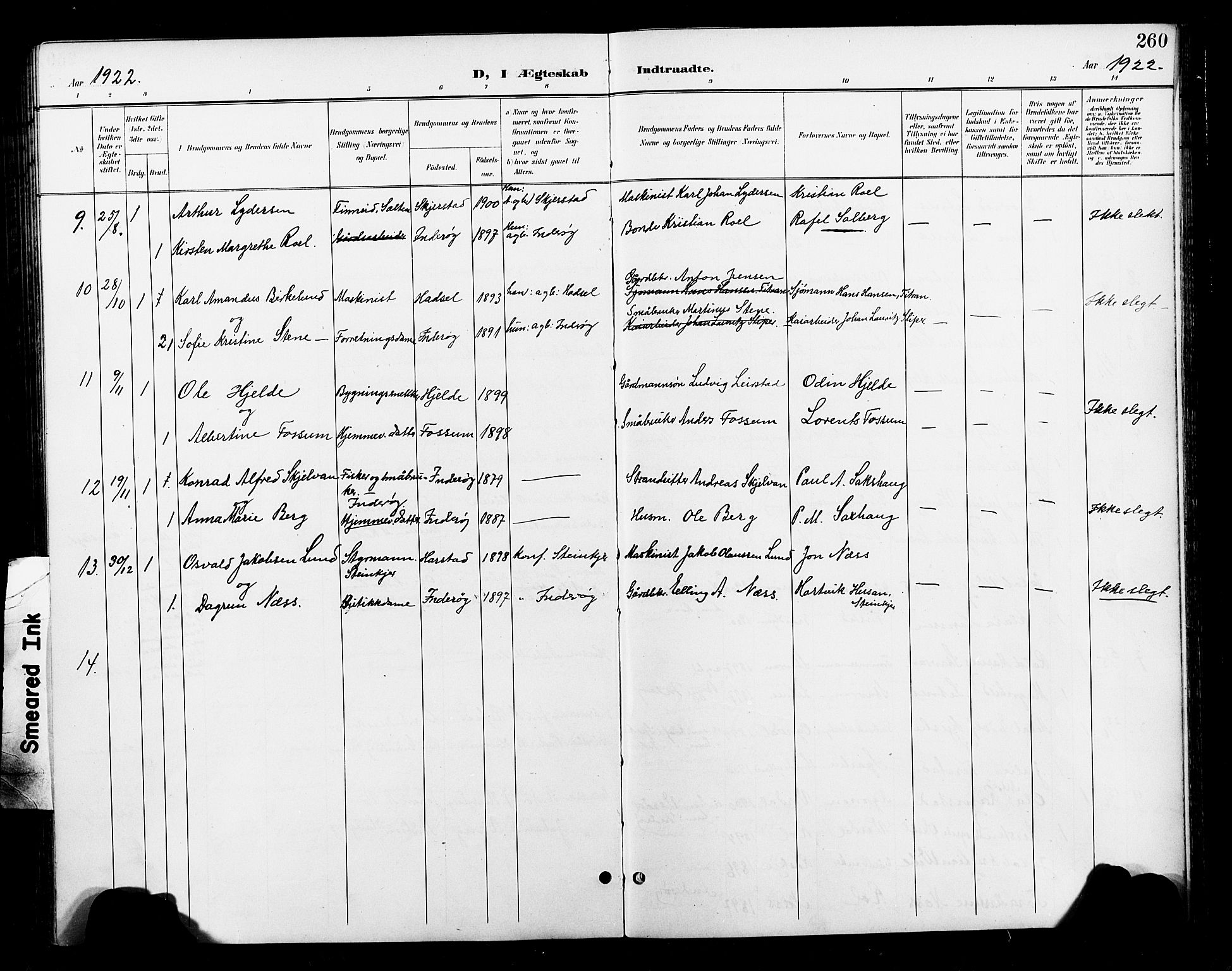 Ministerialprotokoller, klokkerbøker og fødselsregistre - Nord-Trøndelag, SAT/A-1458/730/L0302: Parish register (copy) no. 730C05, 1898-1924, p. 260