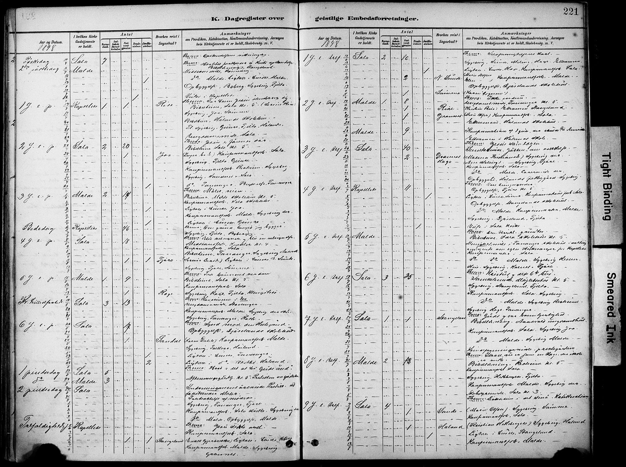 Håland sokneprestkontor, AV/SAST-A-101802/001/30BA/L0012: Parish register (official) no. A 11, 1889-1900, p. 221