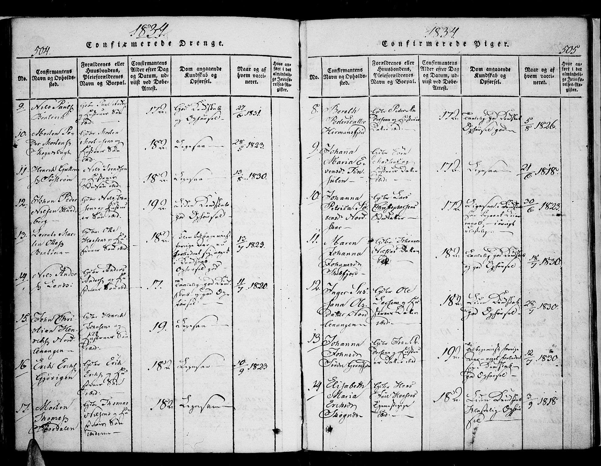 Karlsøy sokneprestembete, AV/SATØ-S-1299/H/Ha/Haa/L0002kirke: Parish register (official) no. 2, 1823-1842, p. 504-505