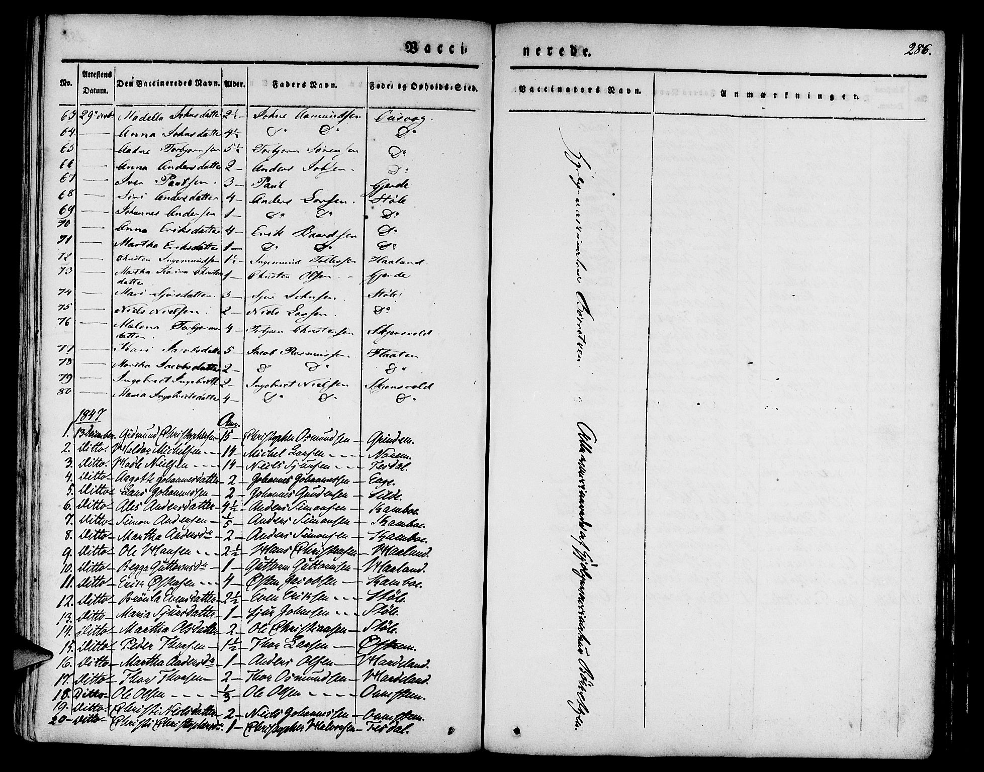 Etne sokneprestembete, AV/SAB-A-75001/H/Haa: Parish register (official) no. A 7, 1831-1847, p. 286