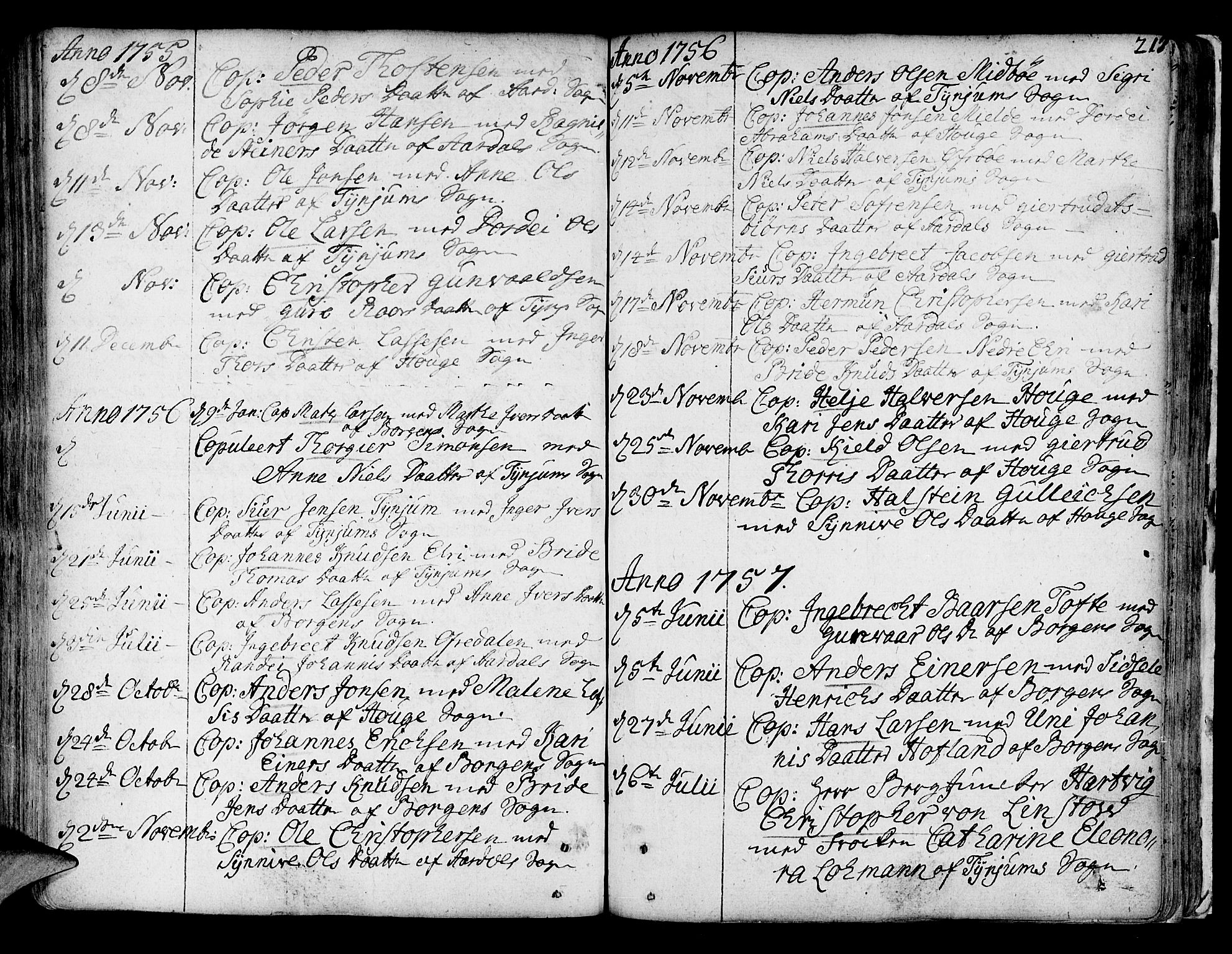 Lærdal sokneprestembete, SAB/A-81201: Parish register (official) no. A 2, 1752-1782, p. 217