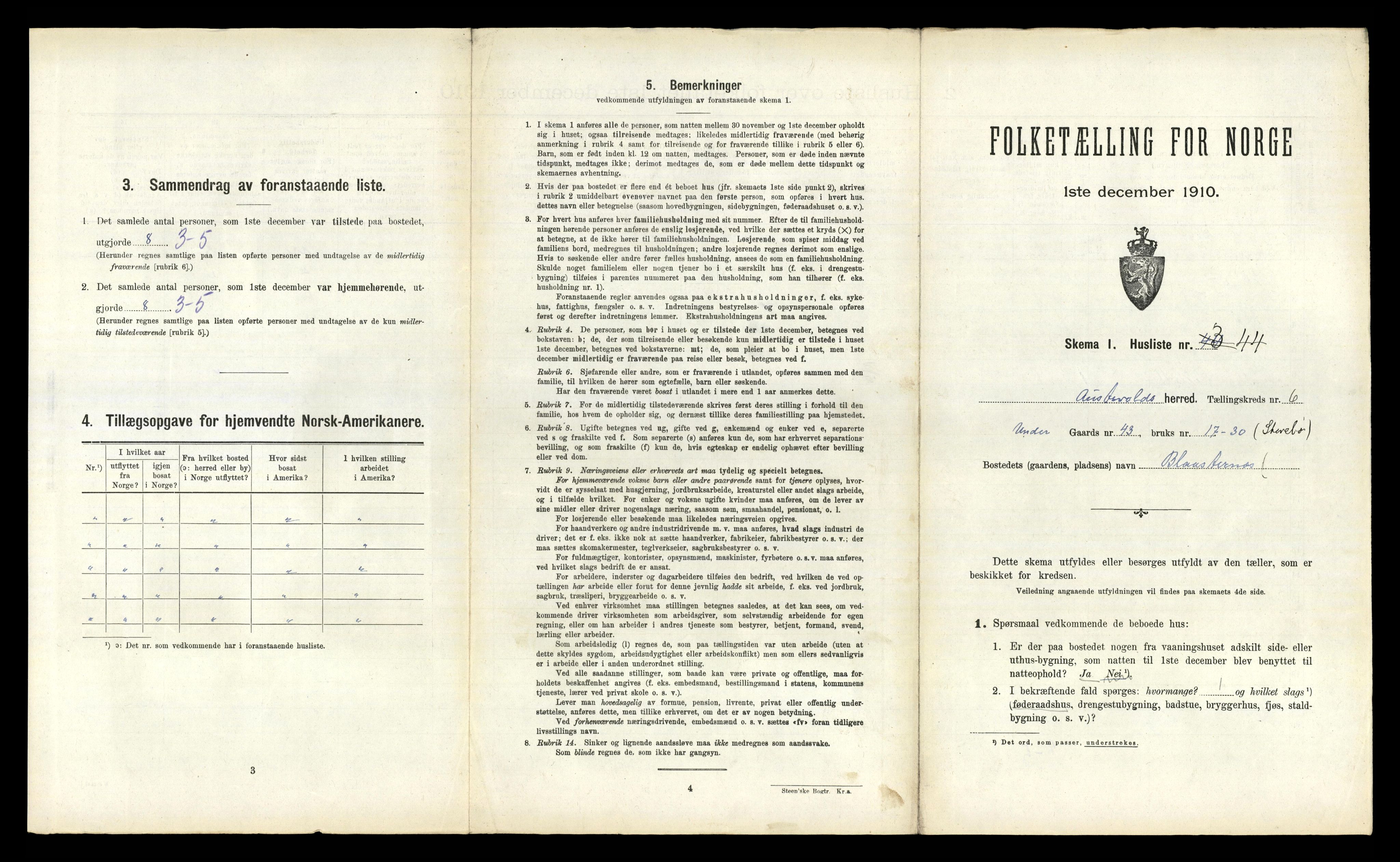 RA, 1910 census for Austevoll, 1910, p. 708