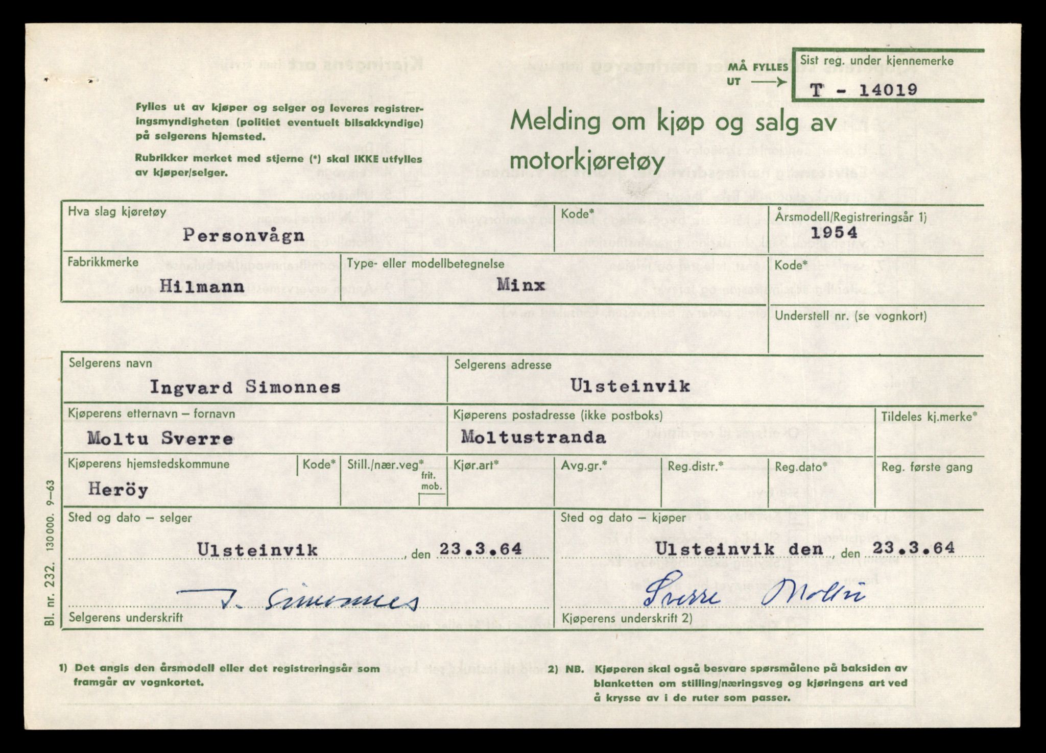 Møre og Romsdal vegkontor - Ålesund trafikkstasjon, AV/SAT-A-4099/F/Fe/L0042: Registreringskort for kjøretøy T 13906 - T 14079, 1927-1998, p. 1695