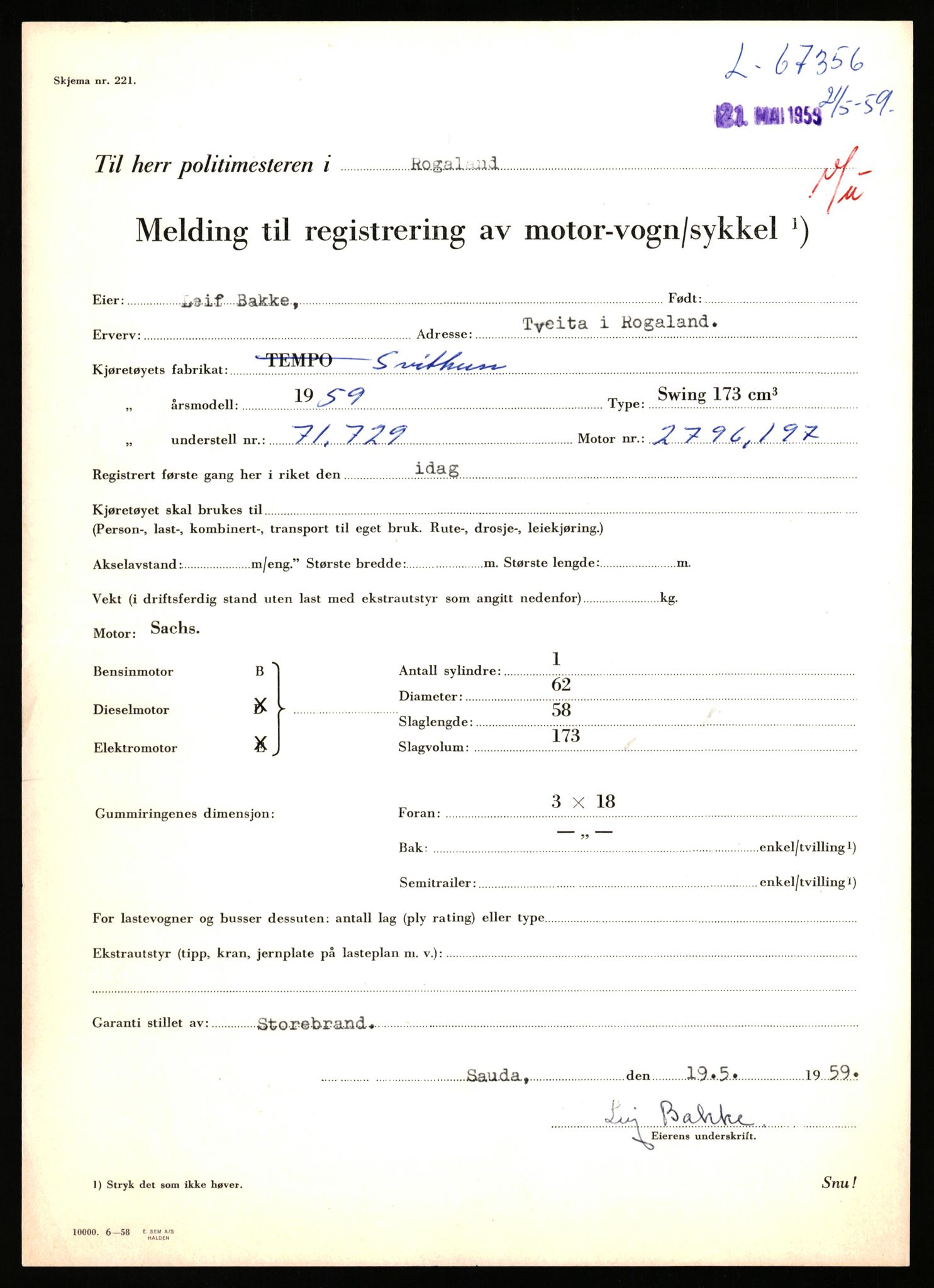 Stavanger trafikkstasjon, AV/SAST-A-101942/0/F/L0065: L-65400 - L-67649, 1930-1971, p. 1199