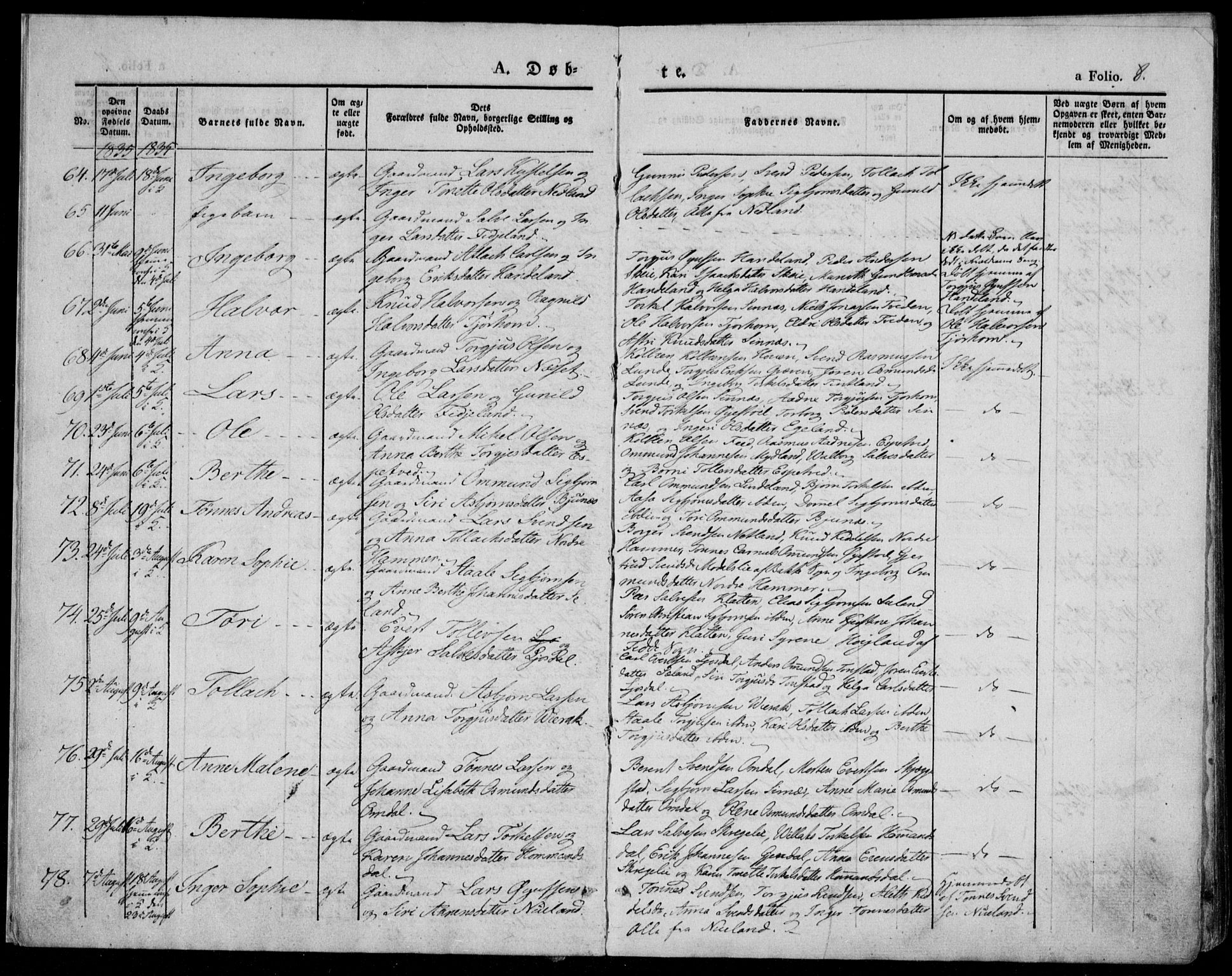 Bakke sokneprestkontor, AV/SAK-1111-0002/F/Fa/Faa/L0004: Parish register (official) no. A 4, 1834-1846, p. 8