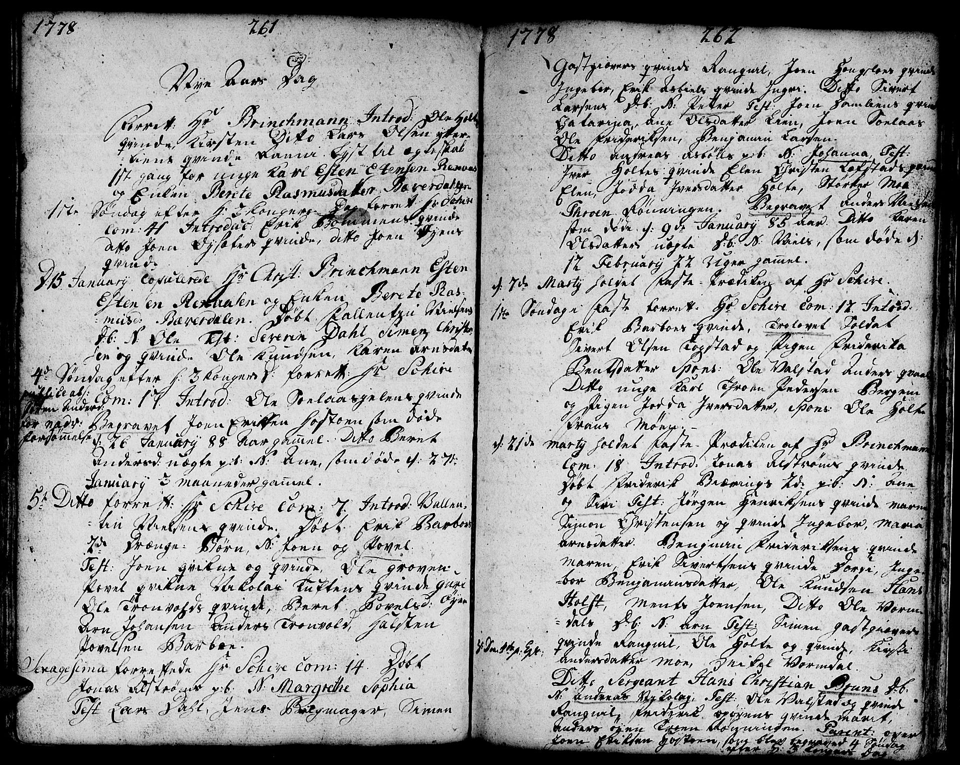 Ministerialprotokoller, klokkerbøker og fødselsregistre - Sør-Trøndelag, SAT/A-1456/671/L0840: Parish register (official) no. 671A02, 1756-1794, p. 261-262