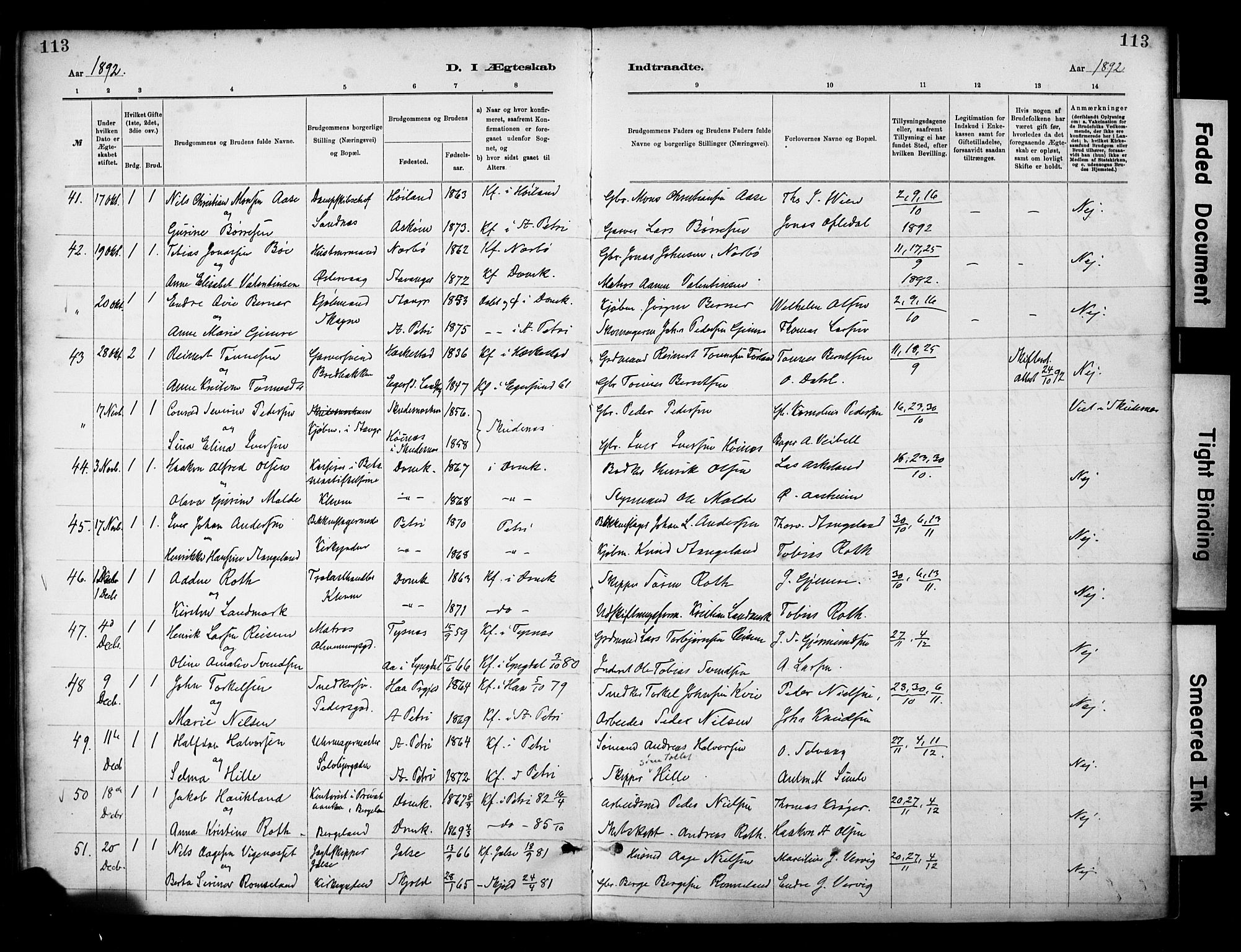 St. Petri sokneprestkontor, SAST/A-101813/001/30/30BA/L0018: Parish register (official) no. A 19, 1879-1900, p. 113