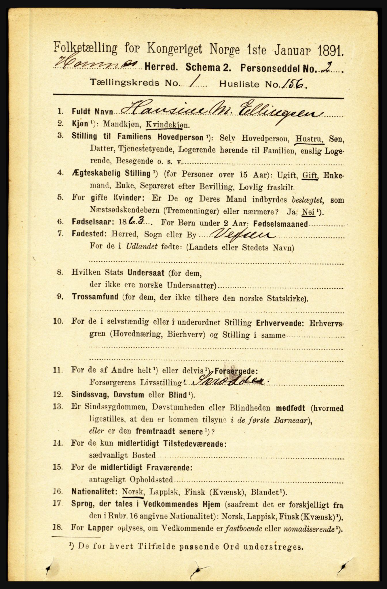 RA, 1891 census for 1832 Hemnes, 1891, p. 1112