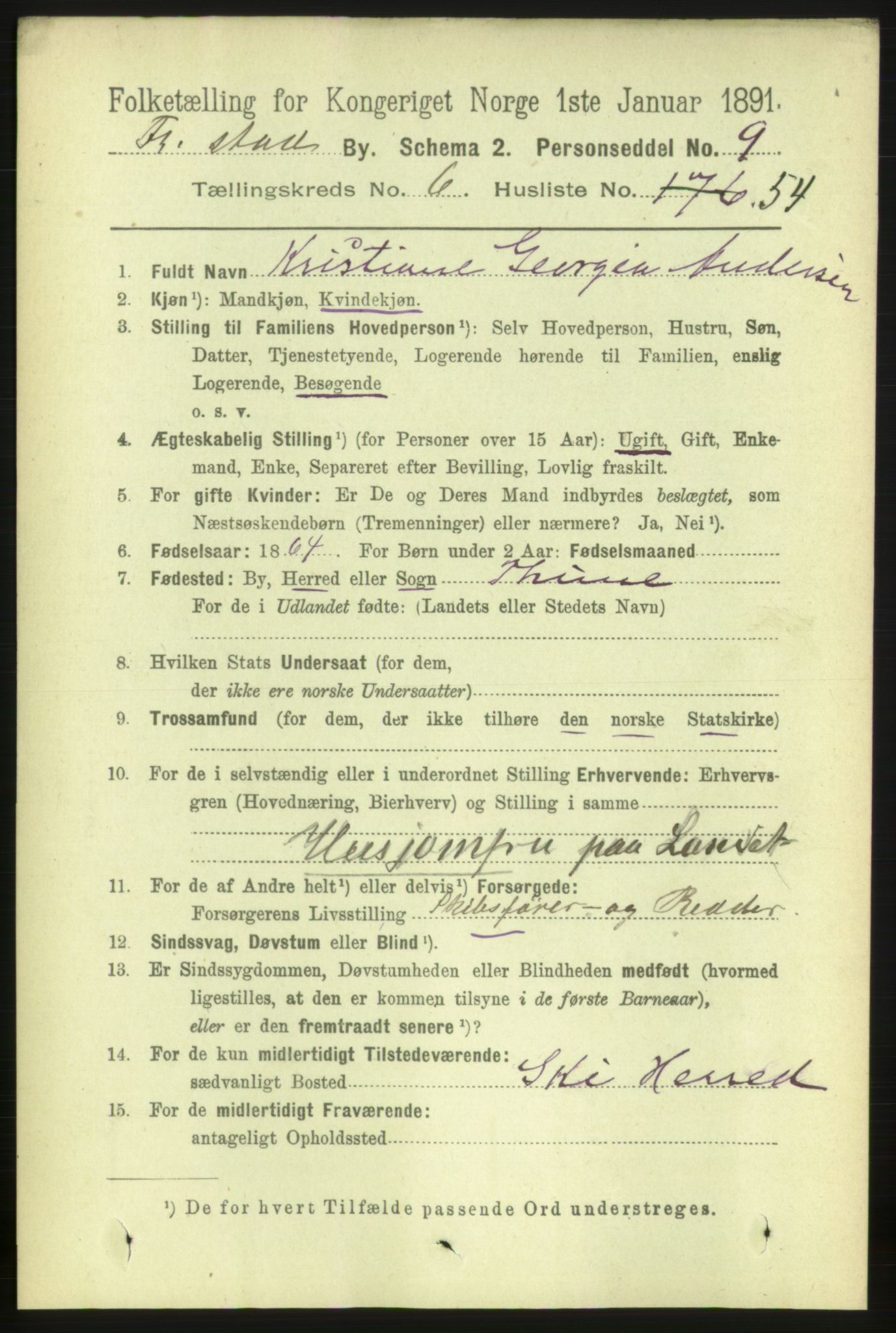 RA, 1891 census for 0103 Fredrikstad, 1891, p. 8155