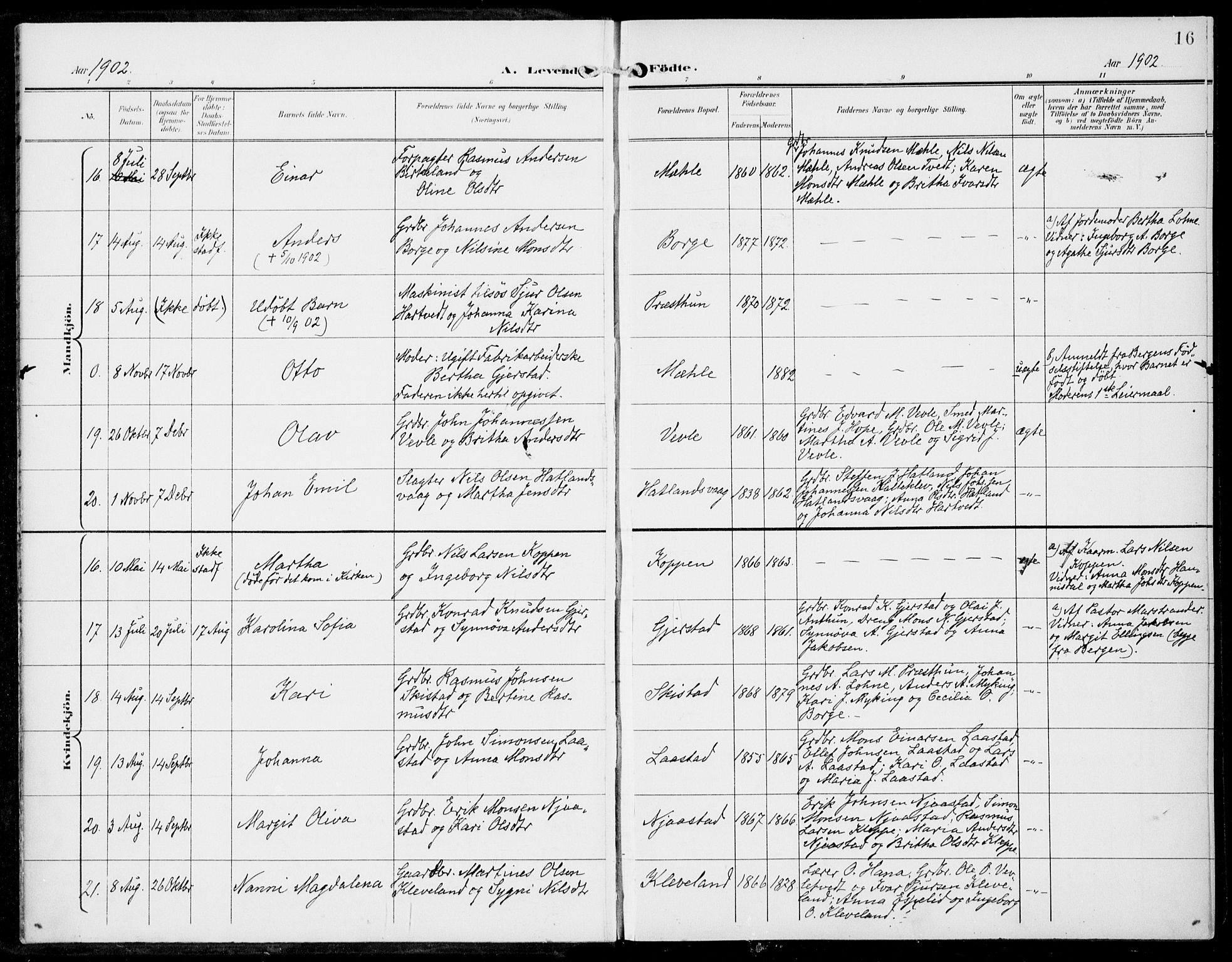 Haus sokneprestembete, SAB/A-75601/H/Haa: Parish register (official) no. C  2, 1900-1915, p. 16