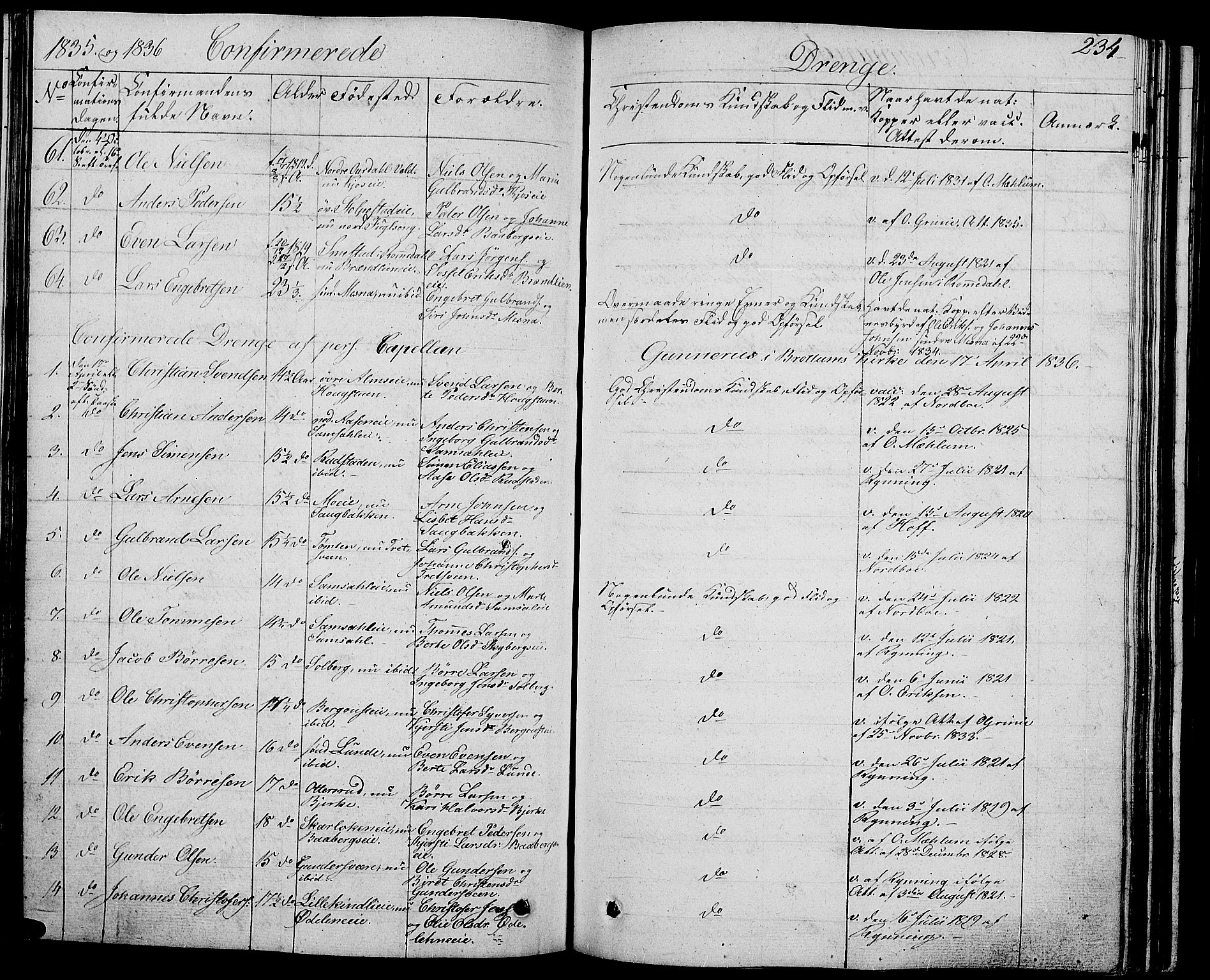 Ringsaker prestekontor, AV/SAH-PREST-014/L/La/L0004: Parish register (copy) no. 4, 1827-1838, p. 234