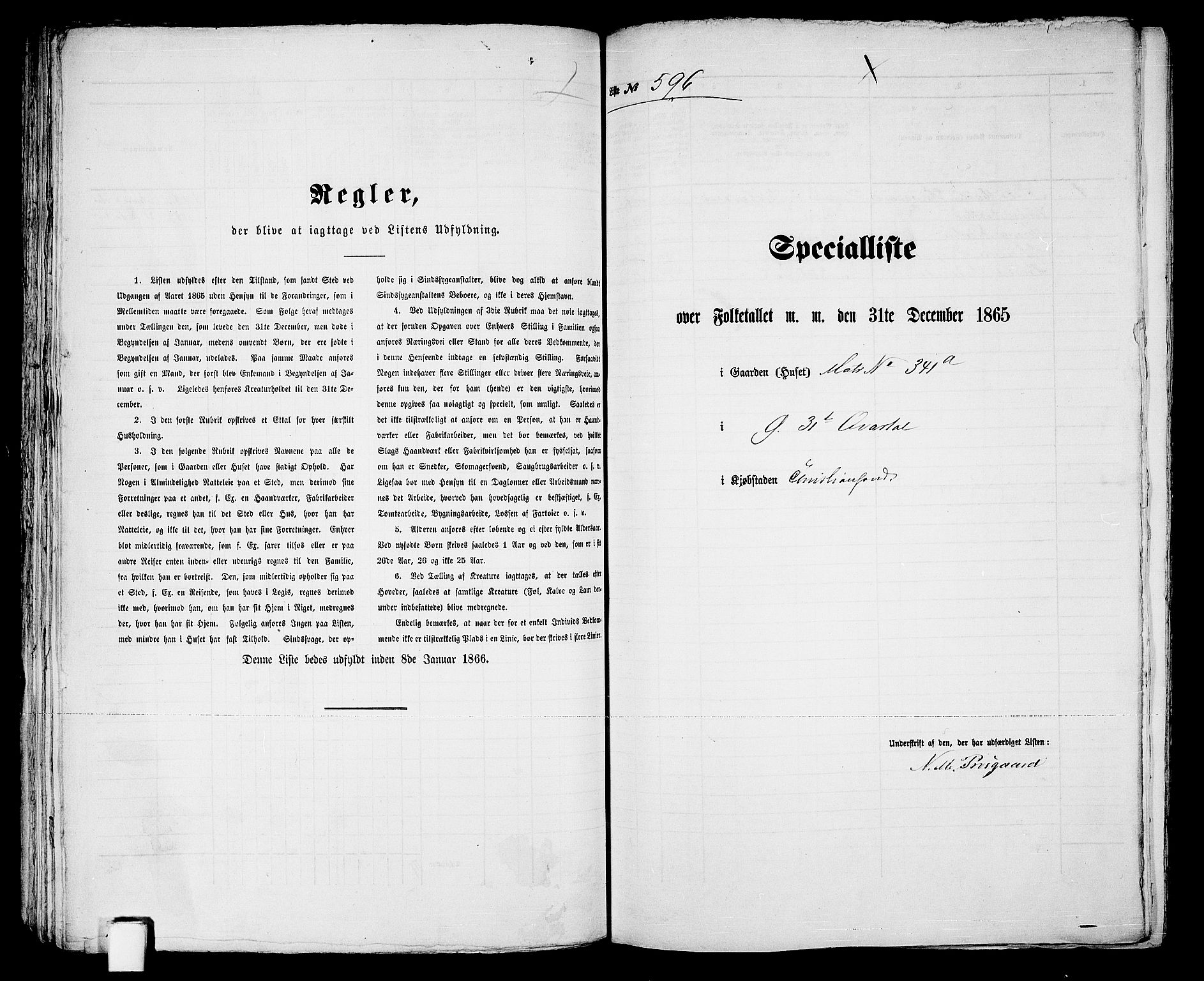 RA, 1865 census for Kristiansand, 1865, p. 1218