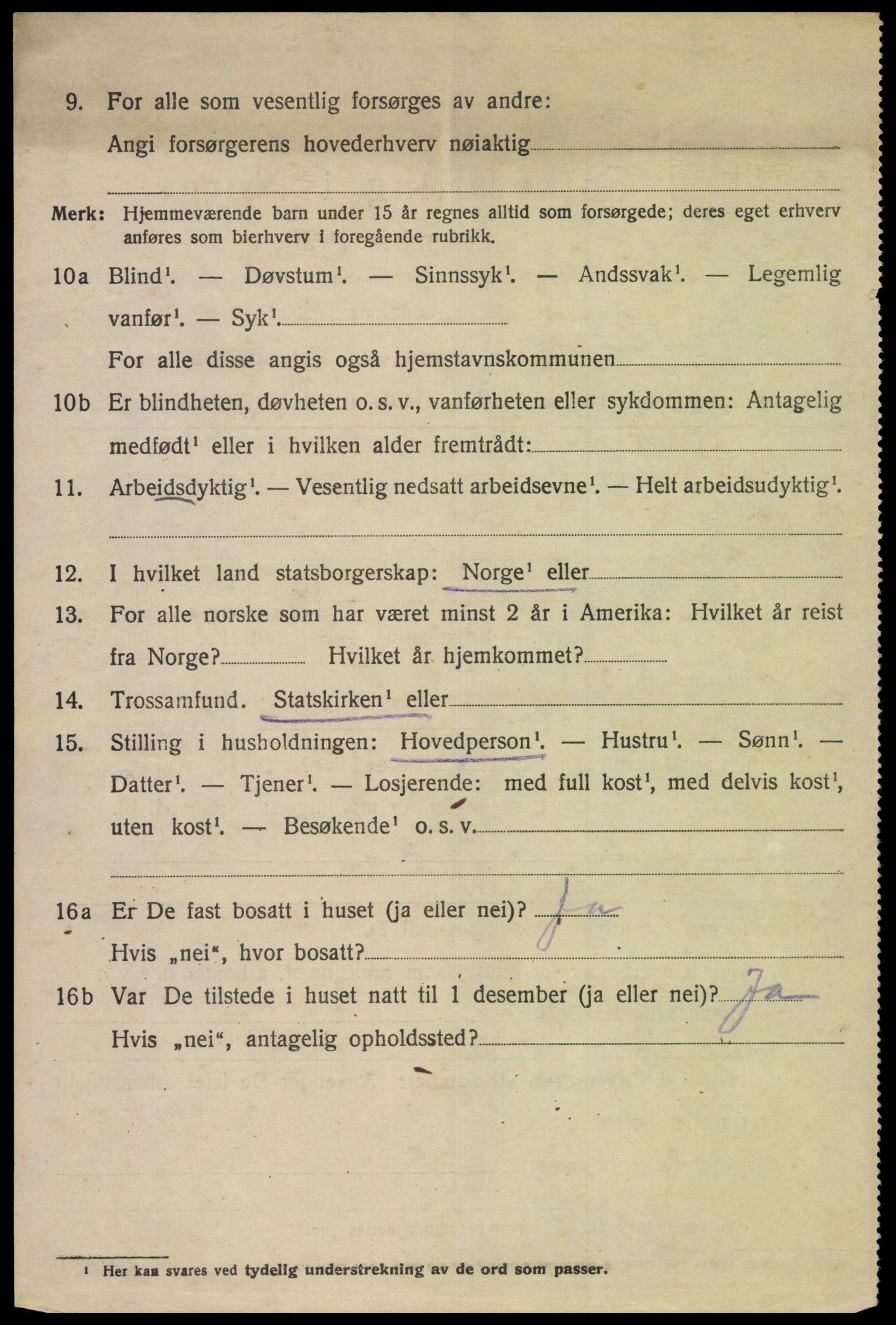 SAK, 1920 census for Fjotland, 1920, p. 1995