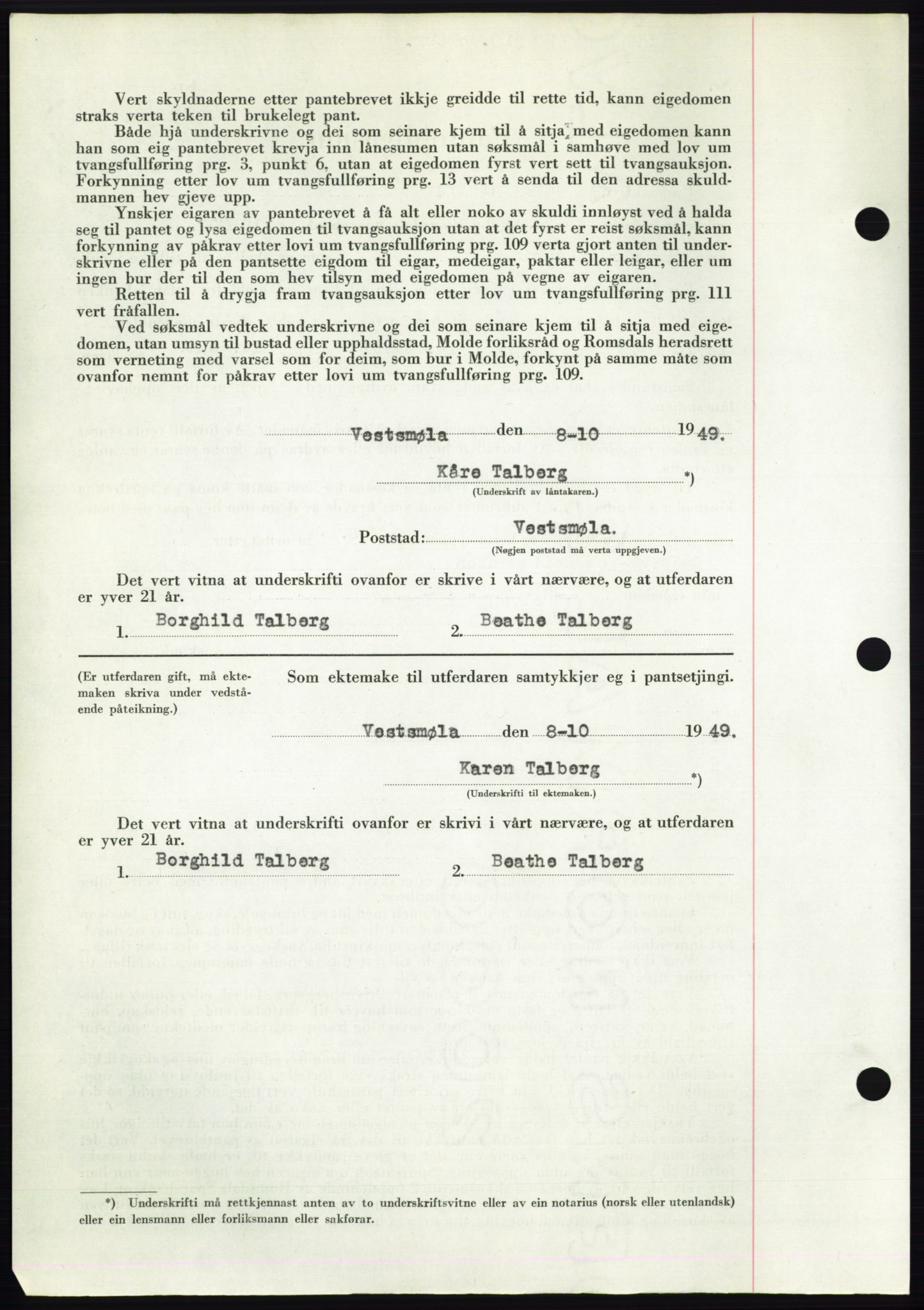 Romsdal sorenskriveri, AV/SAT-A-4149/1/2/2C: Mortgage book no. B5, 1949-1950, Diary no: : 2933/1949