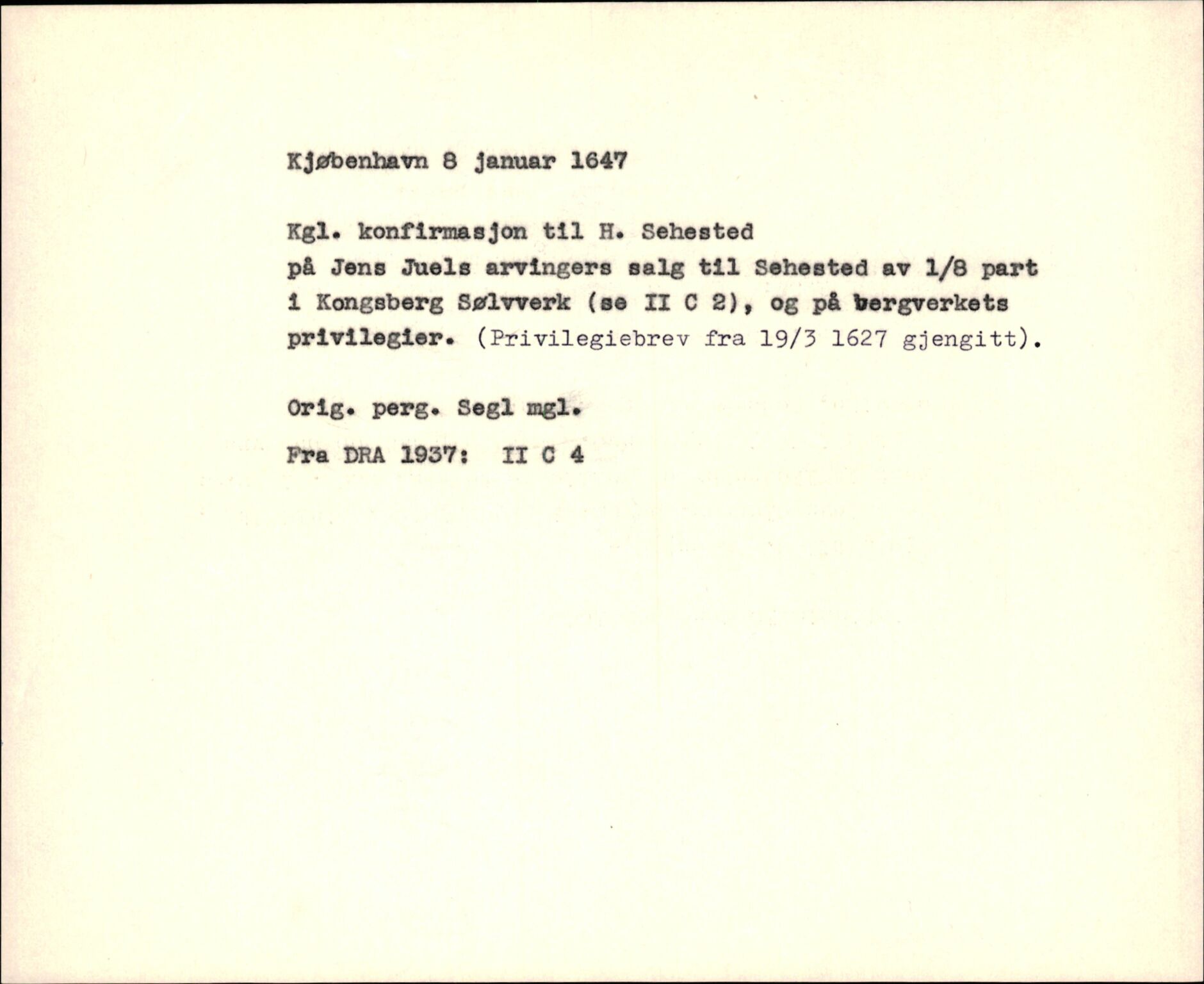 Riksarkivets diplomsamling, AV/RA-EA-5965/F35/F35f/L0002: Regestsedler: Diplomer fra DRA 1937 og 1996, p. 11