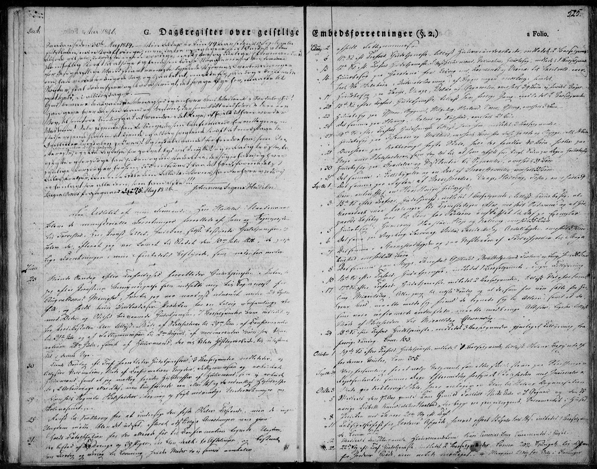 Avaldsnes sokneprestkontor, SAST/A -101851/H/Ha/Haa/L0005: Parish register (official) no. A 5.2, 1825-1841, p. 525