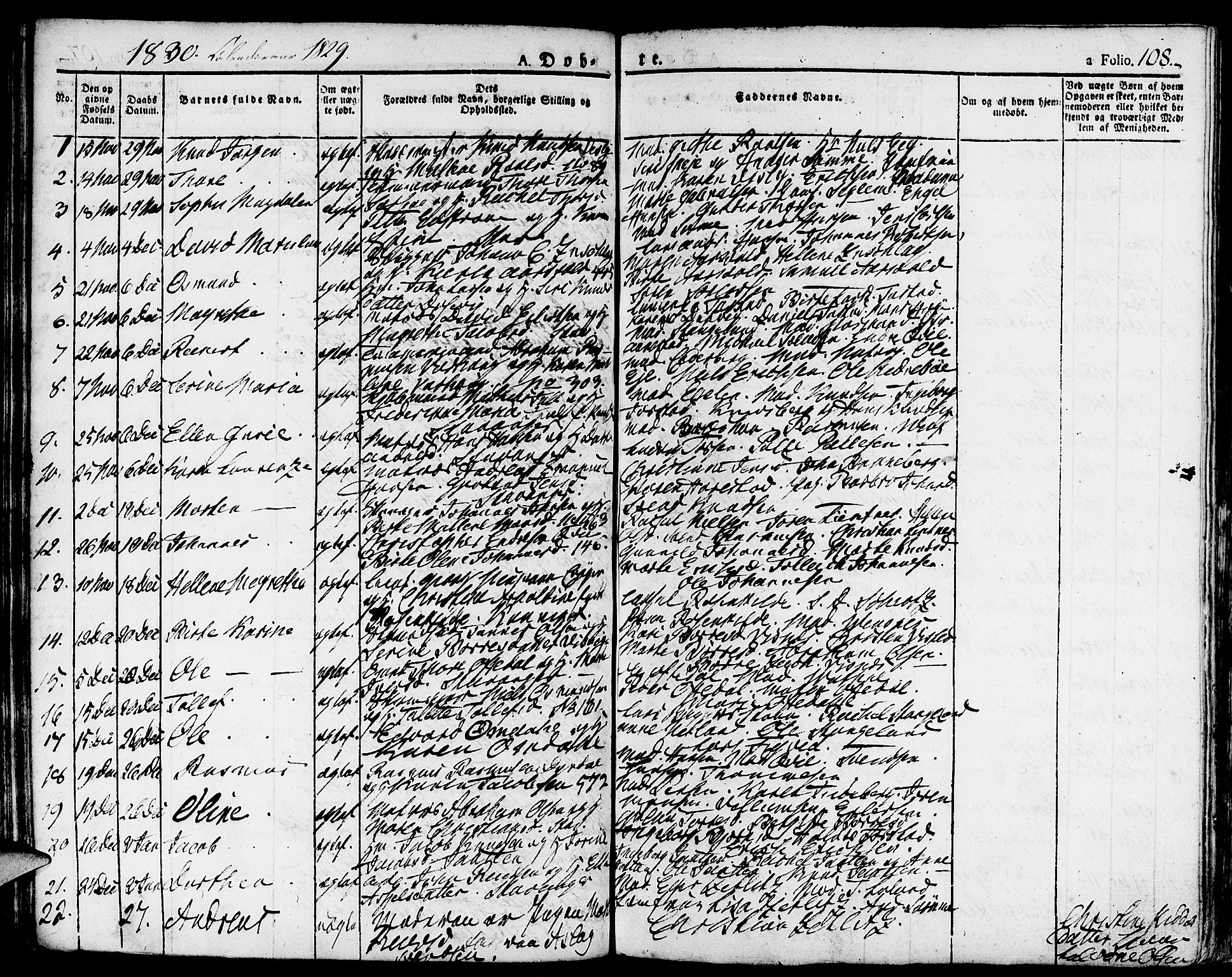 Domkirken sokneprestkontor, AV/SAST-A-101812/001/30/30BA/L0009: Parish register (official) no. A 9, 1821-1832, p. 108