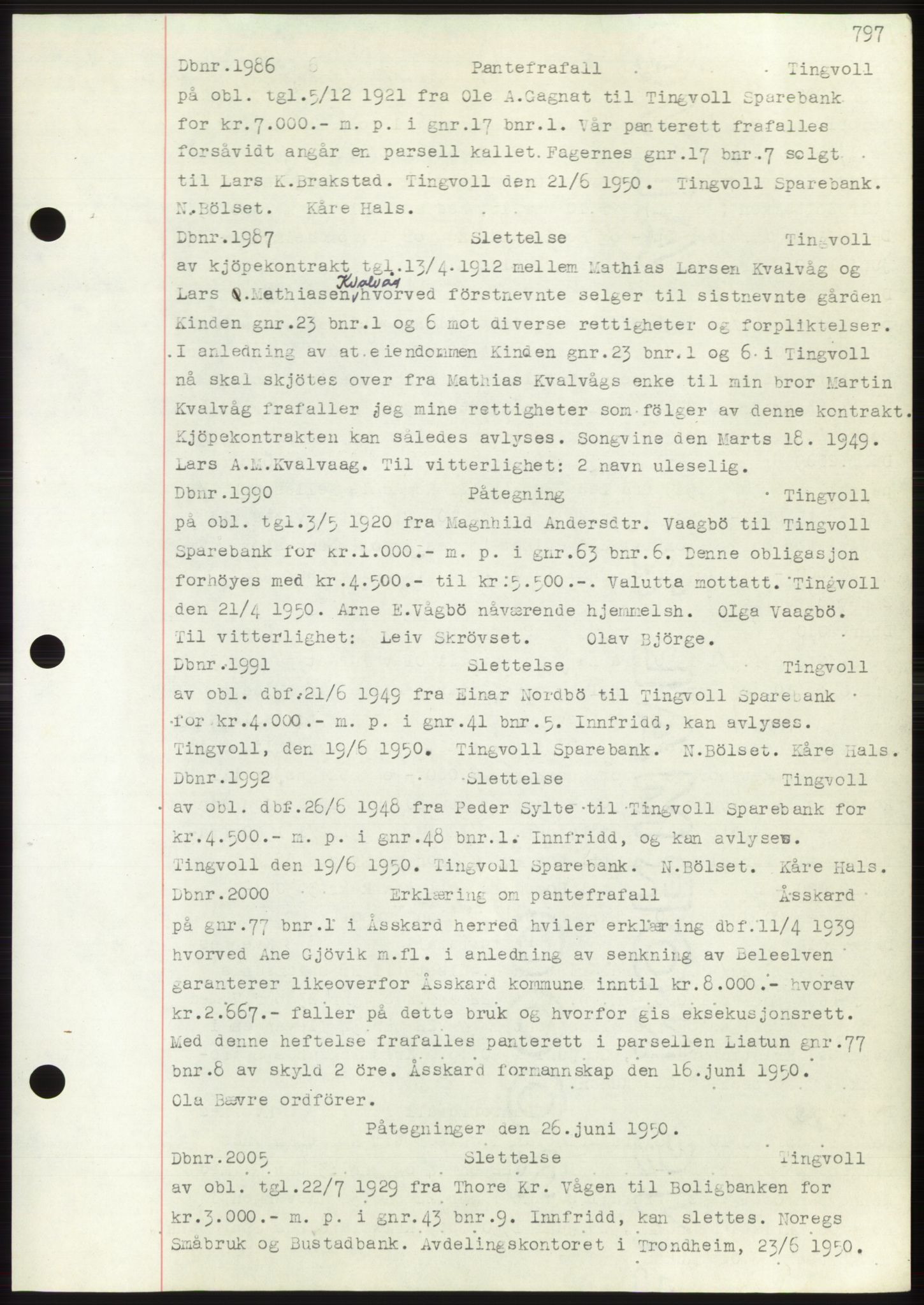 Nordmøre sorenskriveri, SAT/A-4132/1/2/2Ca: Mortgage book no. C82b, 1946-1951, Diary no: : 1986/1950