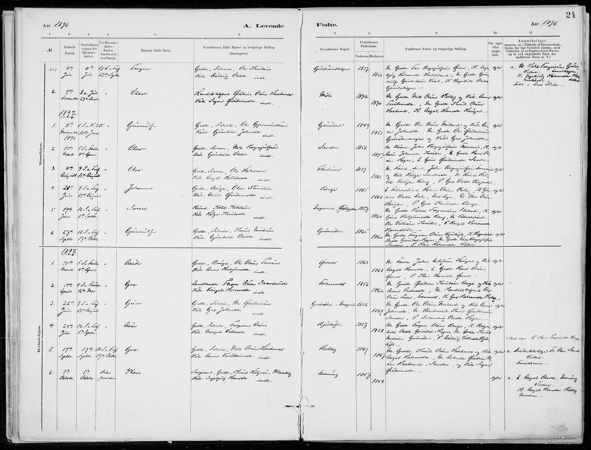 Tinn kirkebøker, SAKO/A-308/F/Fb/L0002: Parish register (official) no. II 2, 1878-1917, p. 24