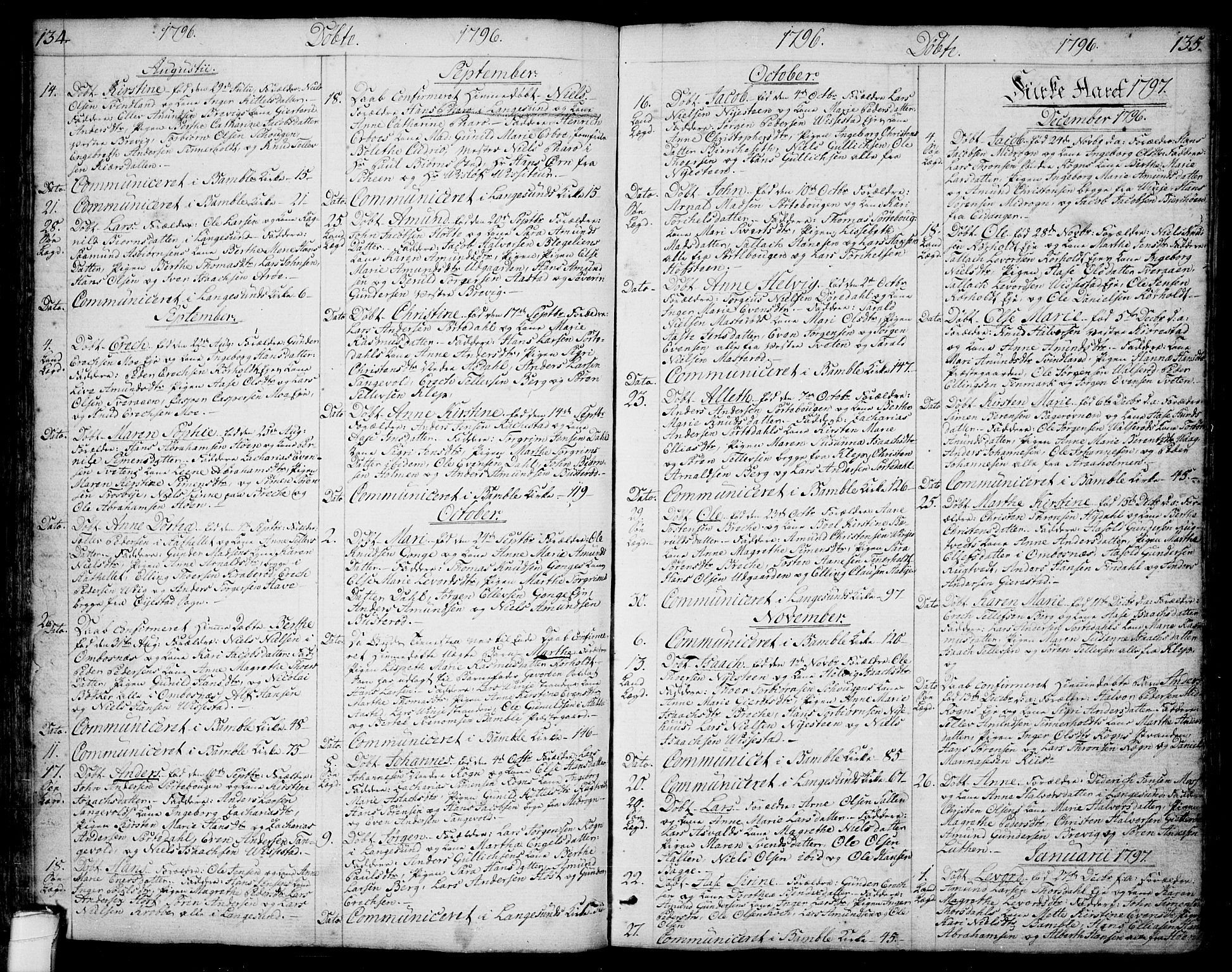 Bamble kirkebøker, SAKO/A-253/F/Fa/L0002: Parish register (official) no. I 2, 1775-1814, p. 134-135