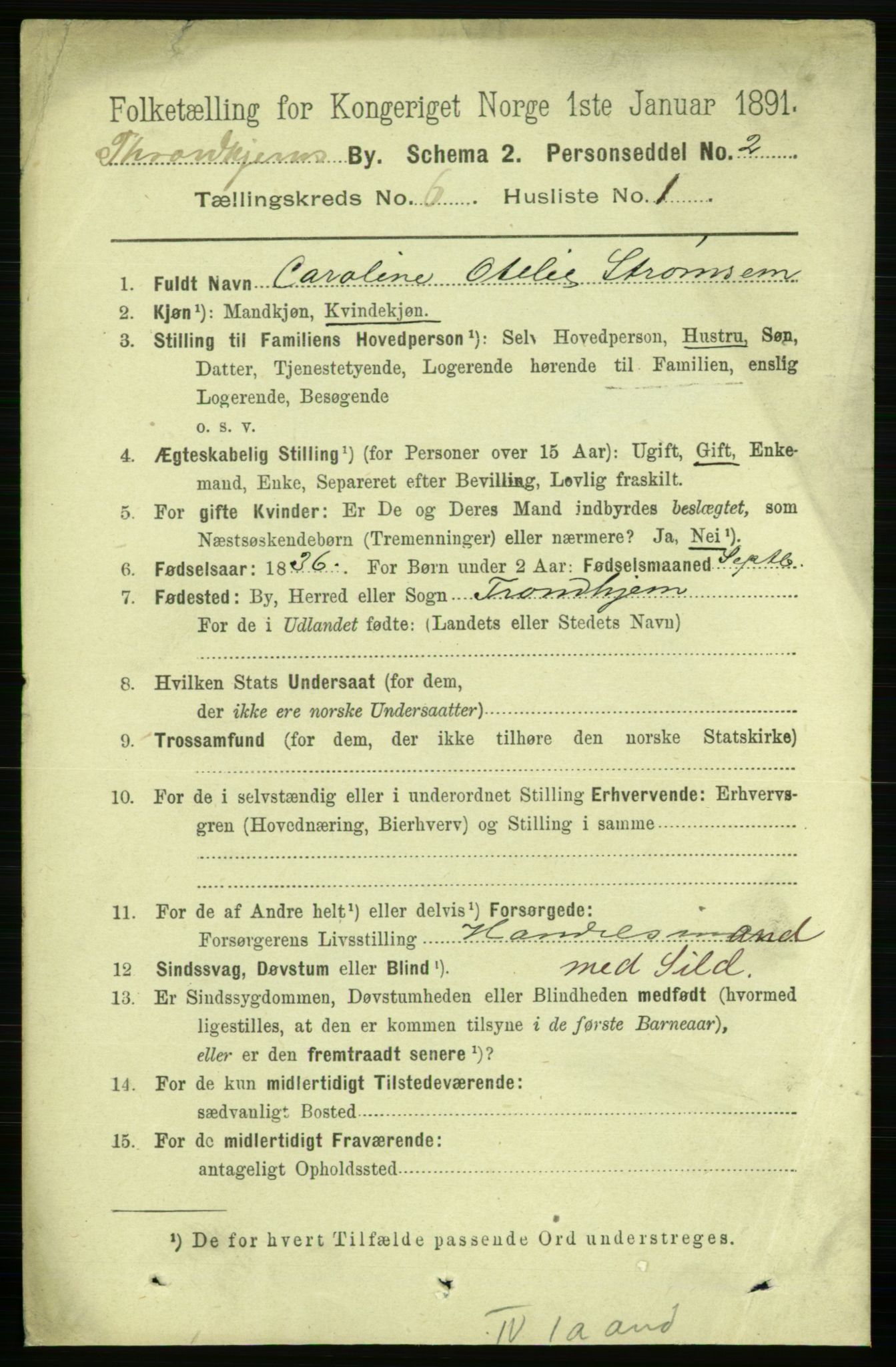 RA, 1891 census for 1601 Trondheim, 1891, p. 5329